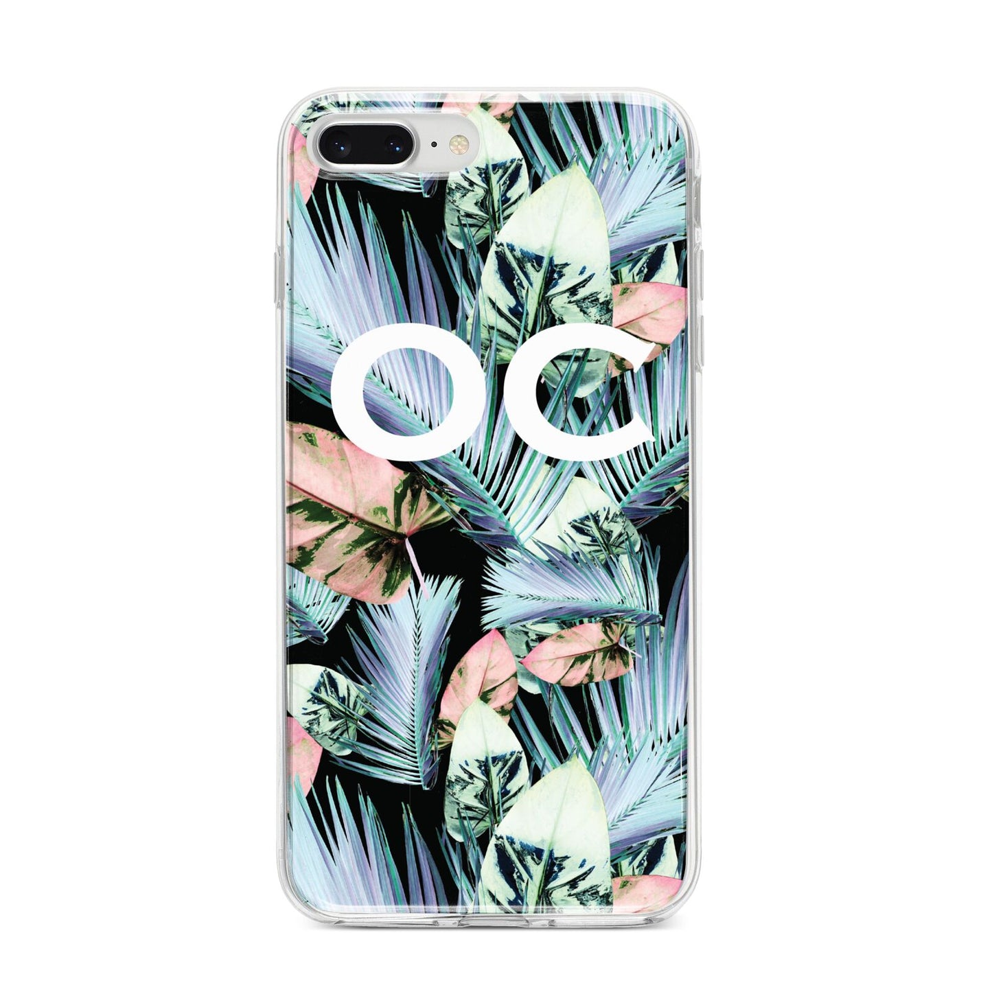 Personalised Abstract Tropical Leaves iPhone 8 Plus Bumper Case on Silver iPhone