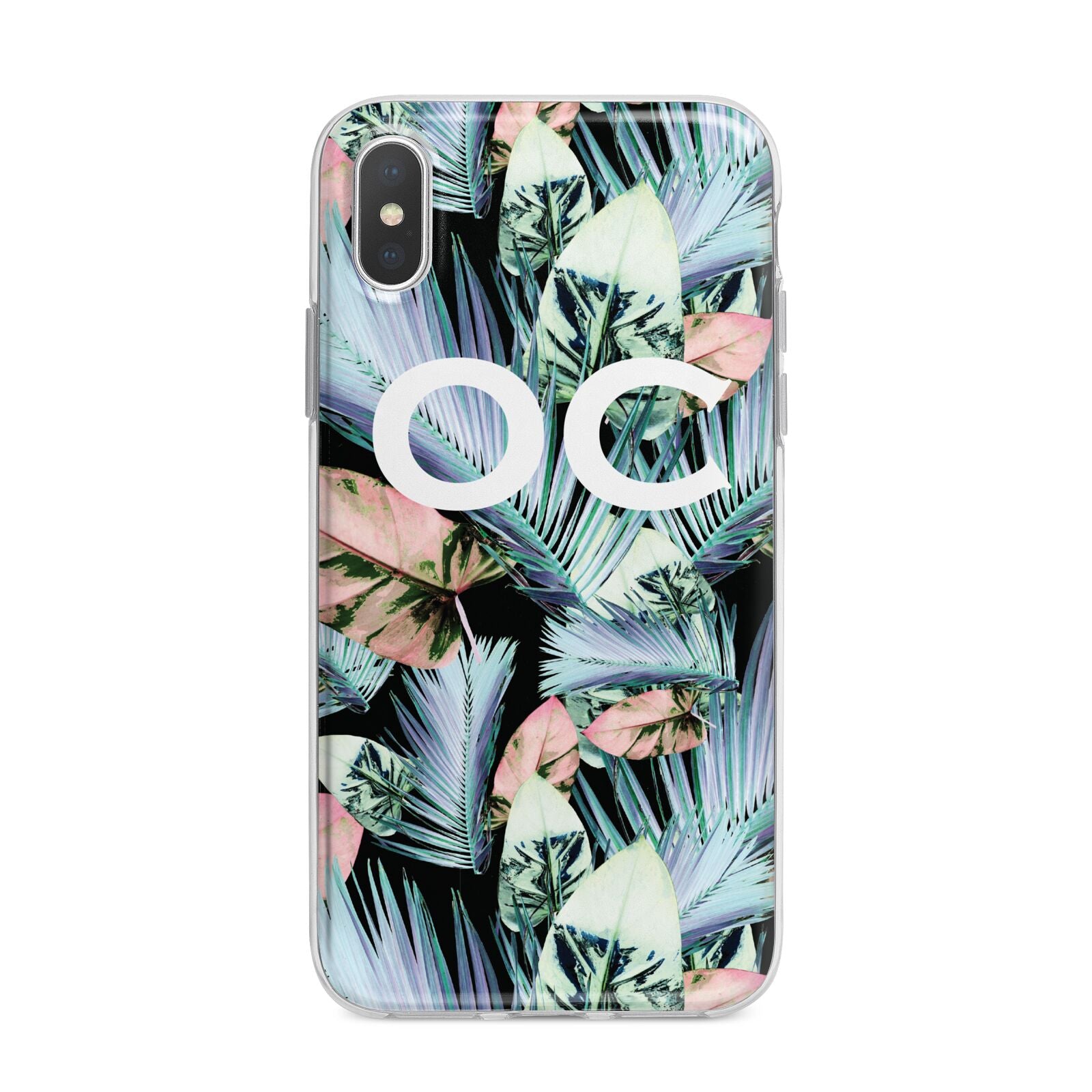 Personalised Abstract Tropical Leaves iPhone X Bumper Case on Silver iPhone Alternative Image 1