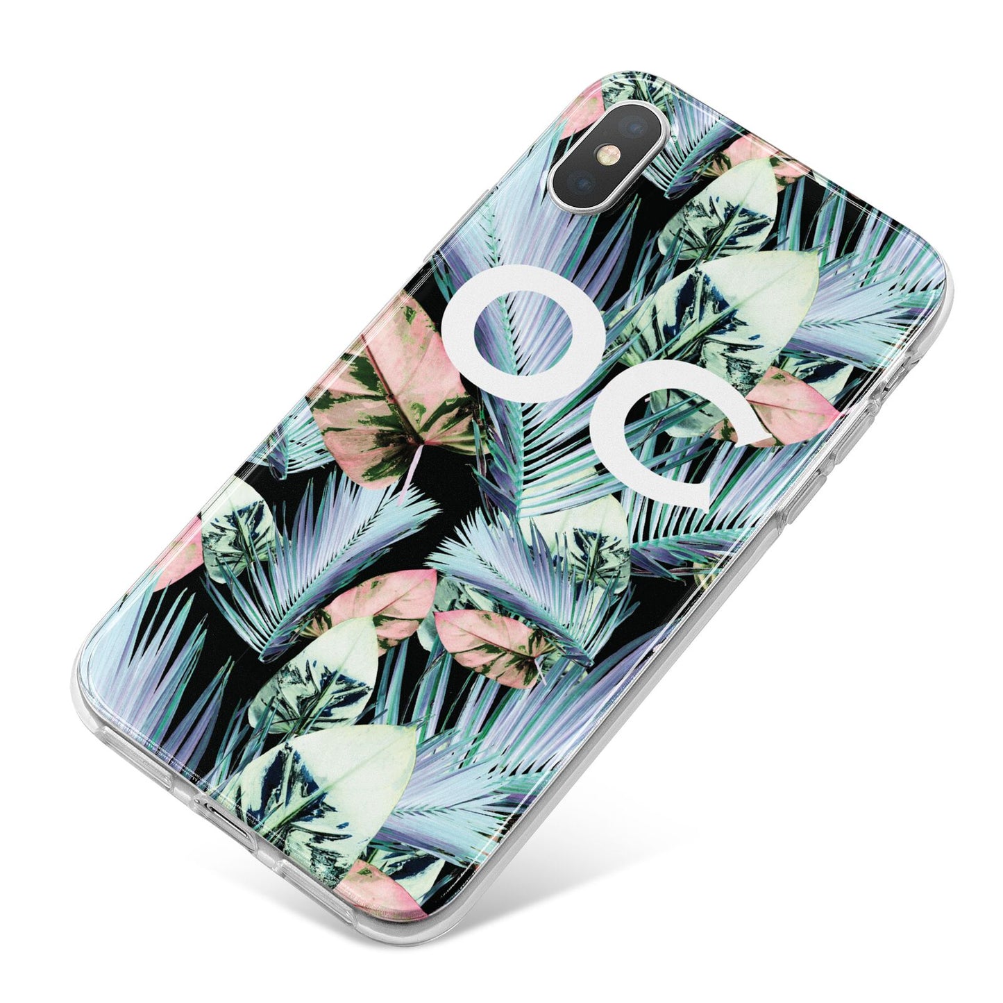 Personalised Abstract Tropical Leaves iPhone X Bumper Case on Silver iPhone