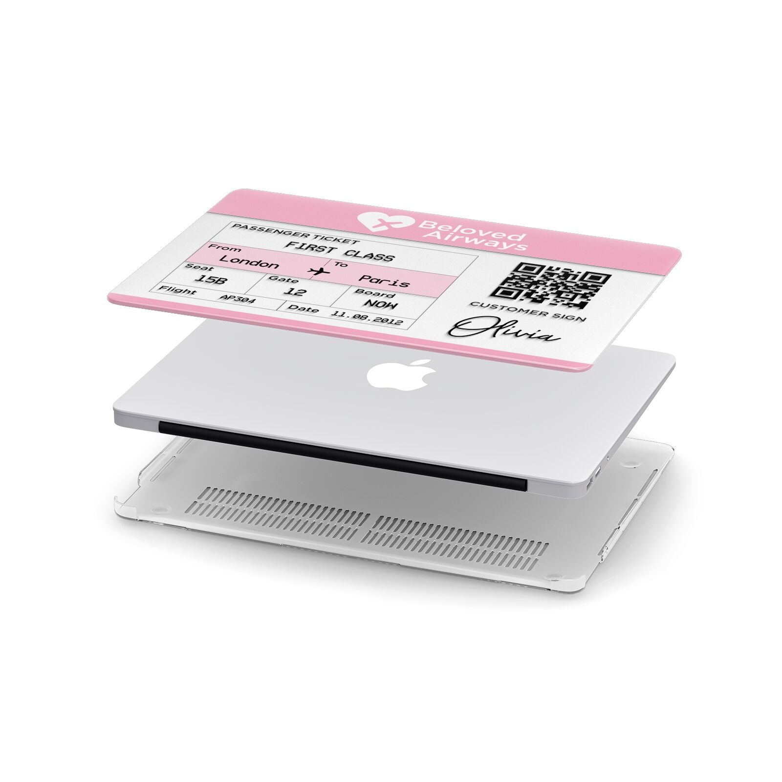 Personalised Aeroplane Ticket Apple MacBook Case in Detail