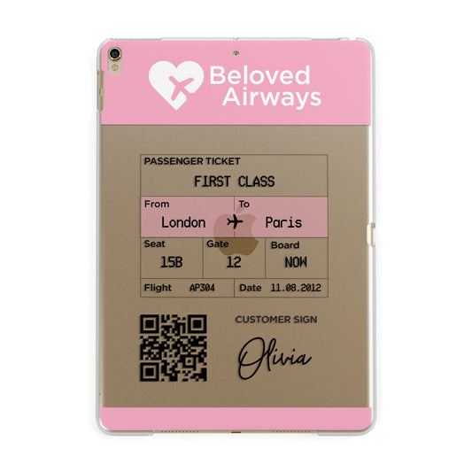 Personalised Aeroplane Ticket Apple iPad Gold Case