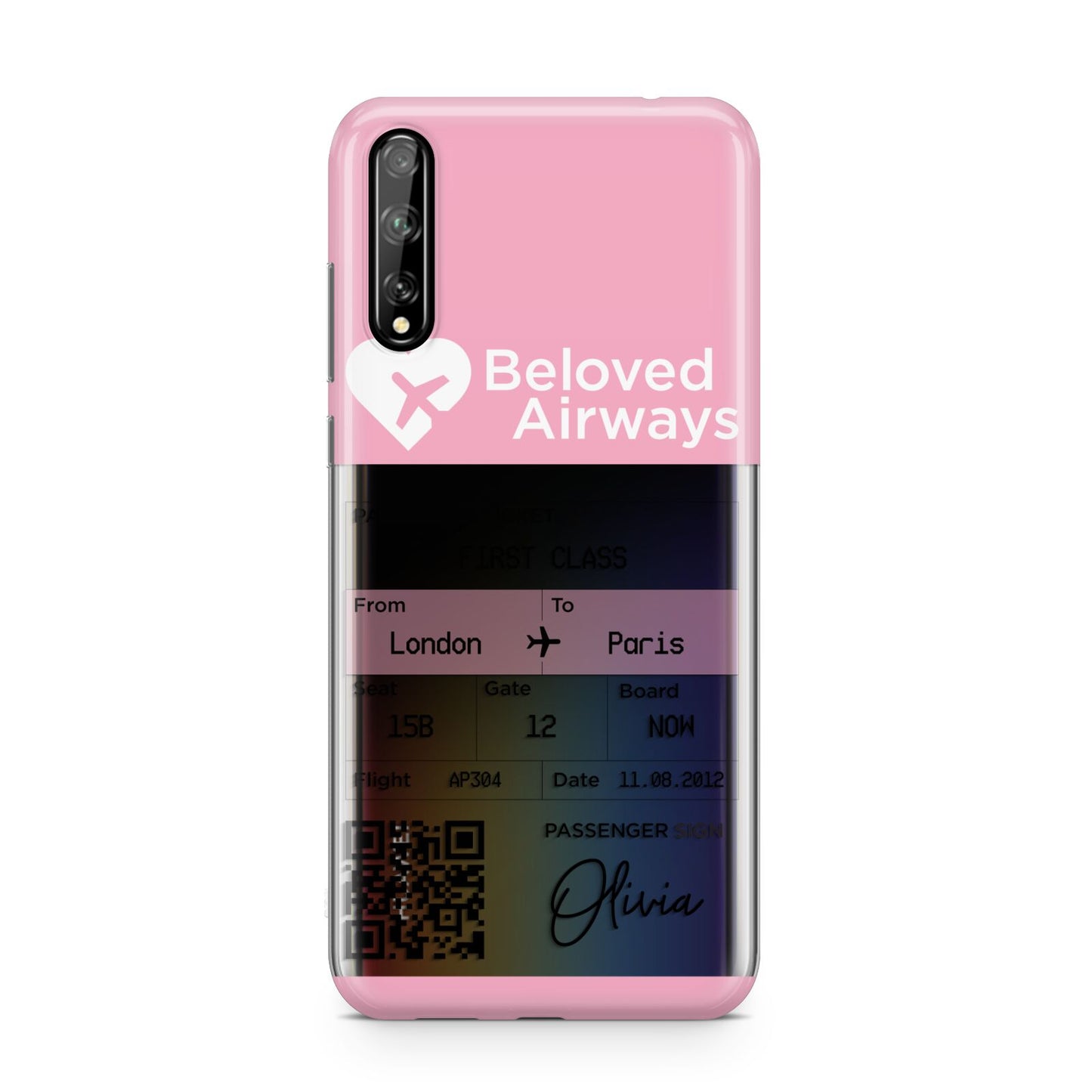 Personalised Aeroplane Ticket Huawei Enjoy 10s Phone Case