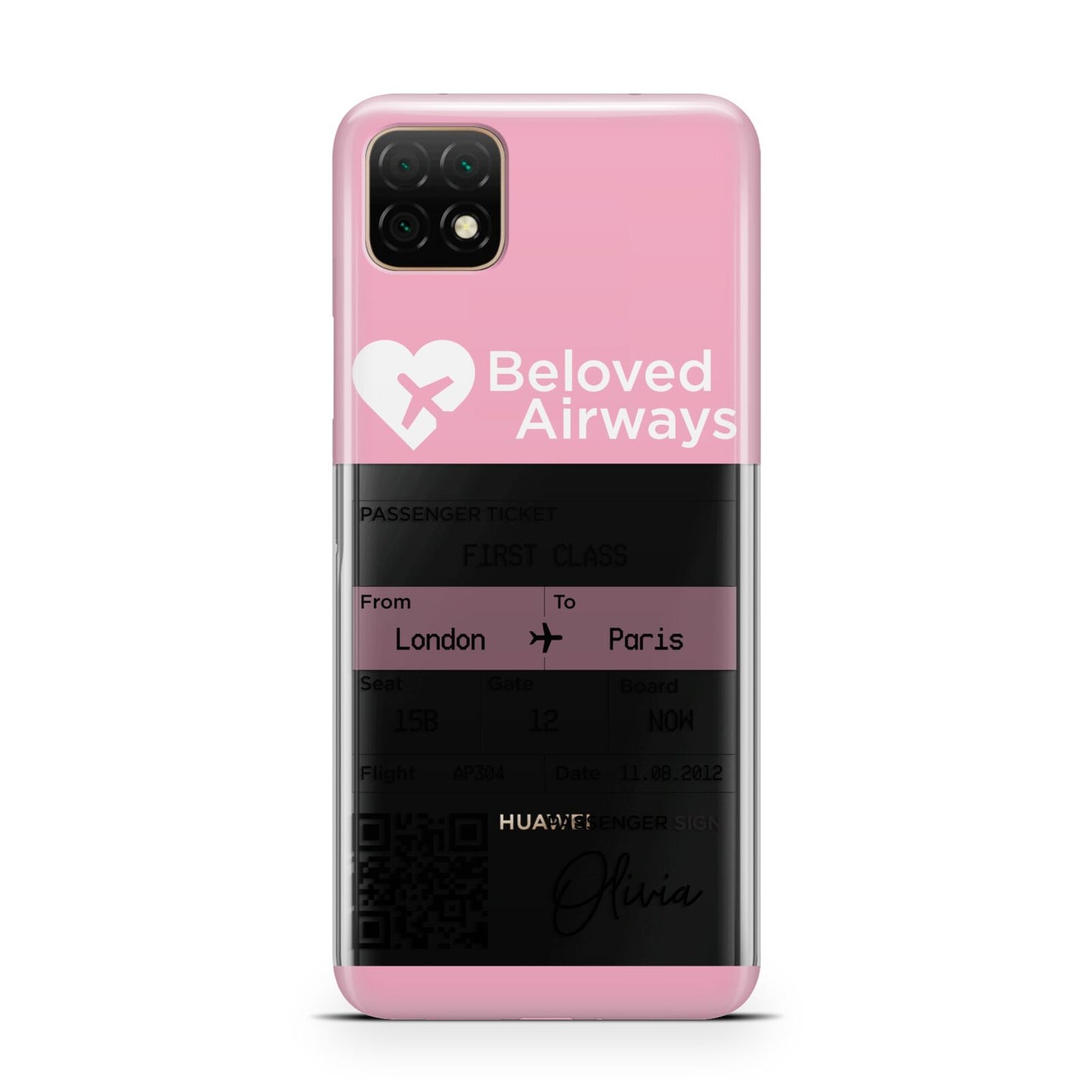 Personalised Aeroplane Ticket Huawei Enjoy 20 Phone Case