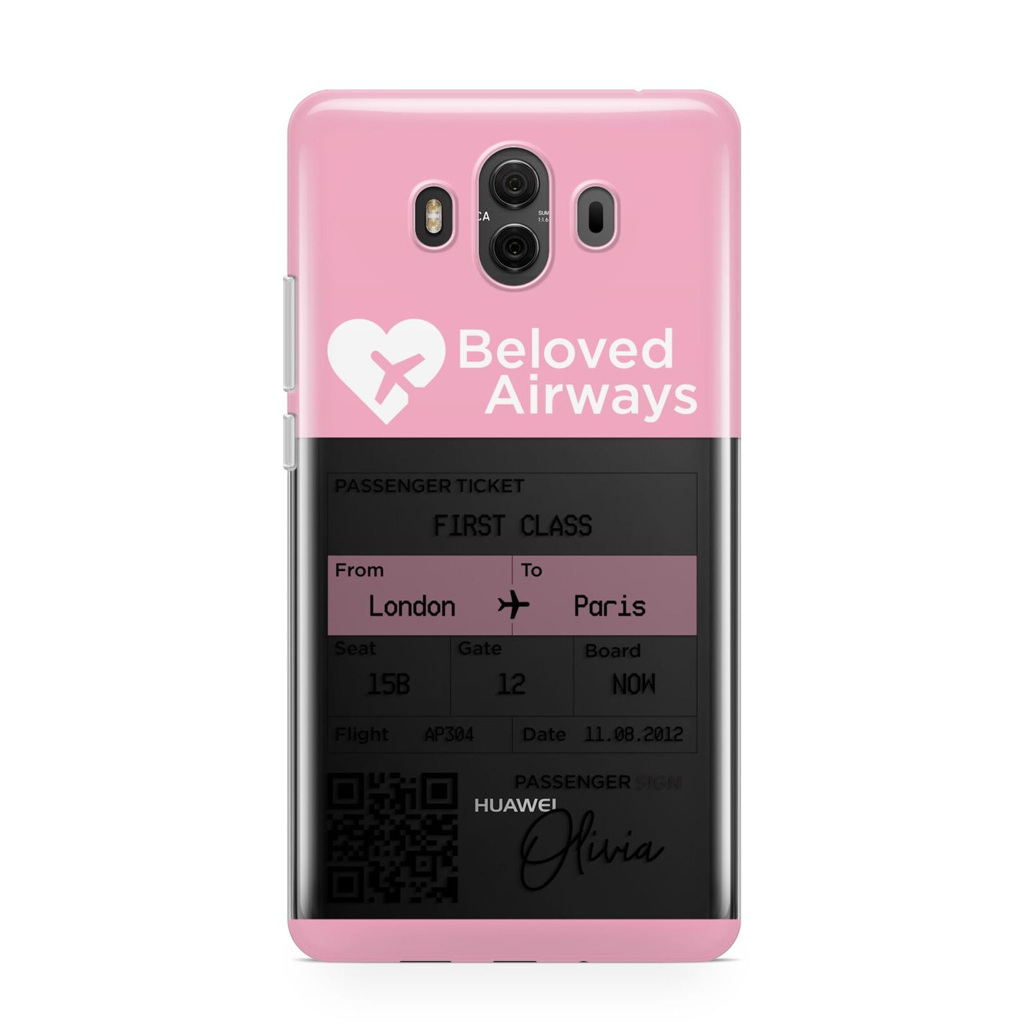 Personalised Aeroplane Ticket Huawei Mate 10 Protective Phone Case