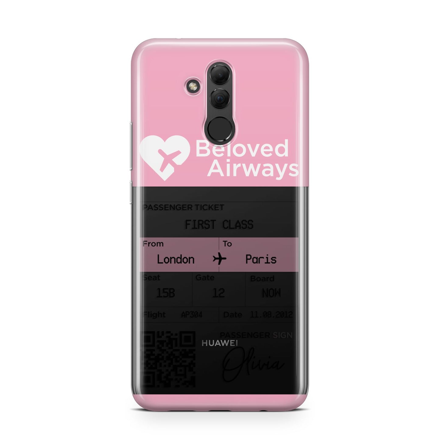 Personalised Aeroplane Ticket Huawei Mate 20 Lite