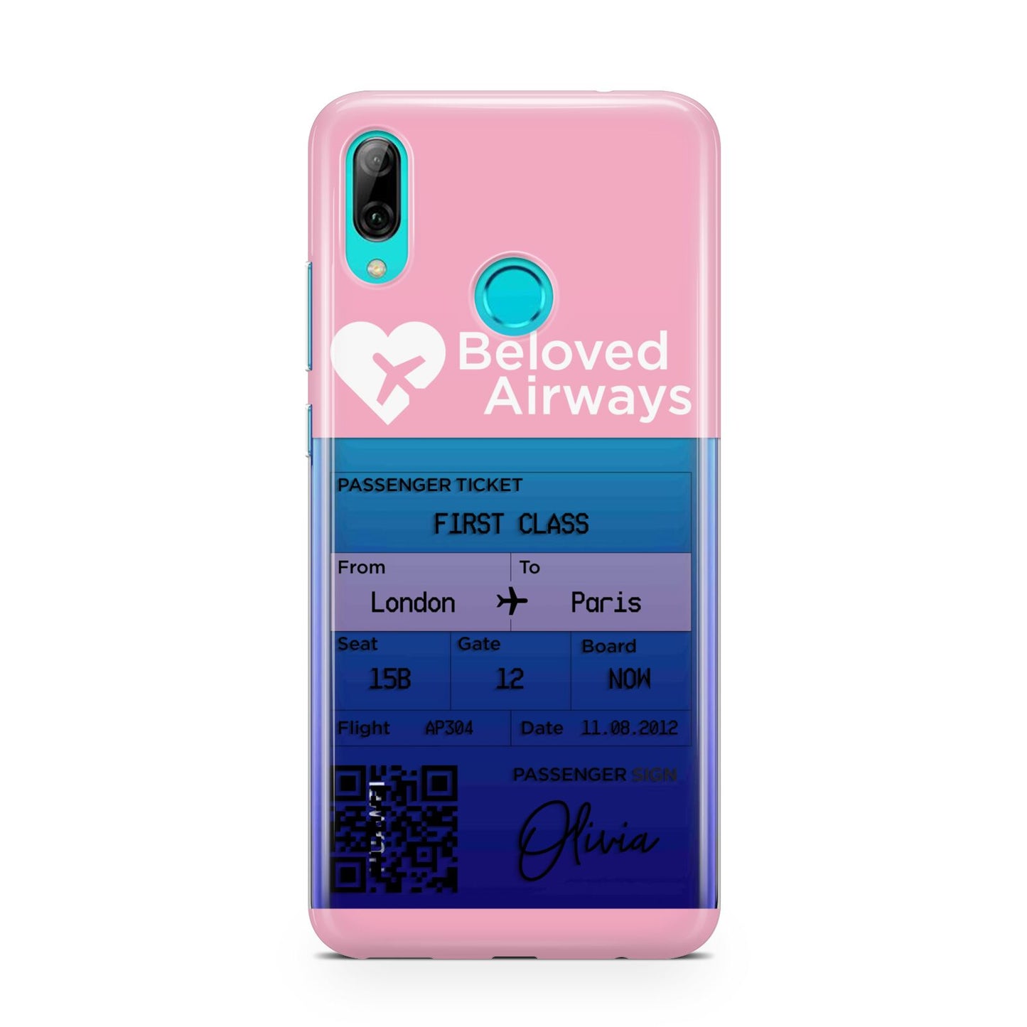 Personalised Aeroplane Ticket Huawei P Smart 2019 Case