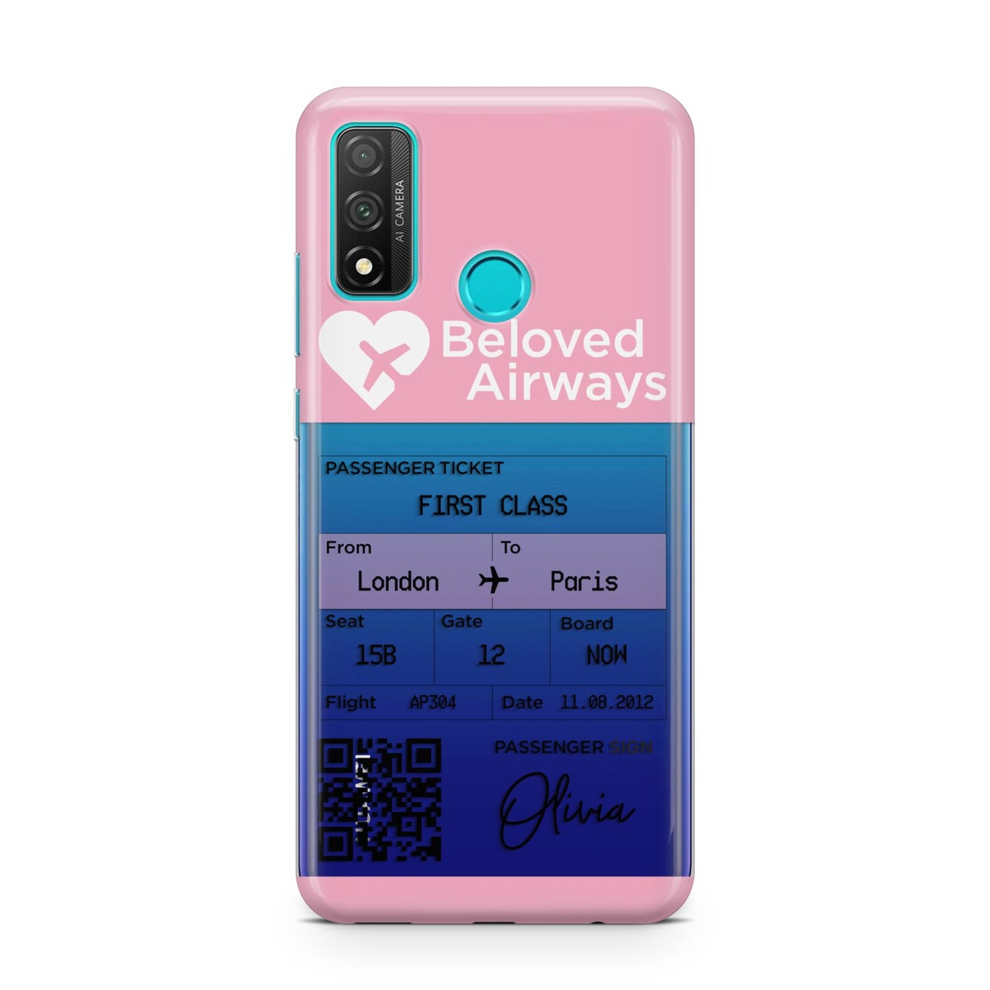 Personalised Aeroplane Ticket Huawei P Smart 2020