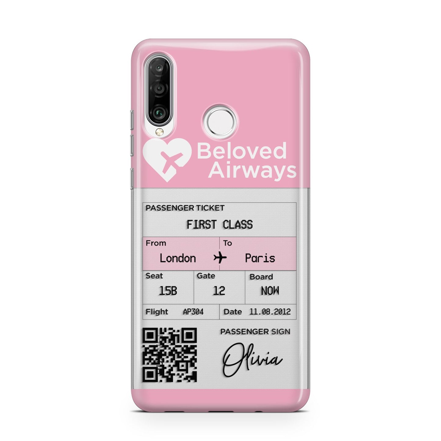 Personalised Aeroplane Ticket Huawei P30 Lite Phone Case