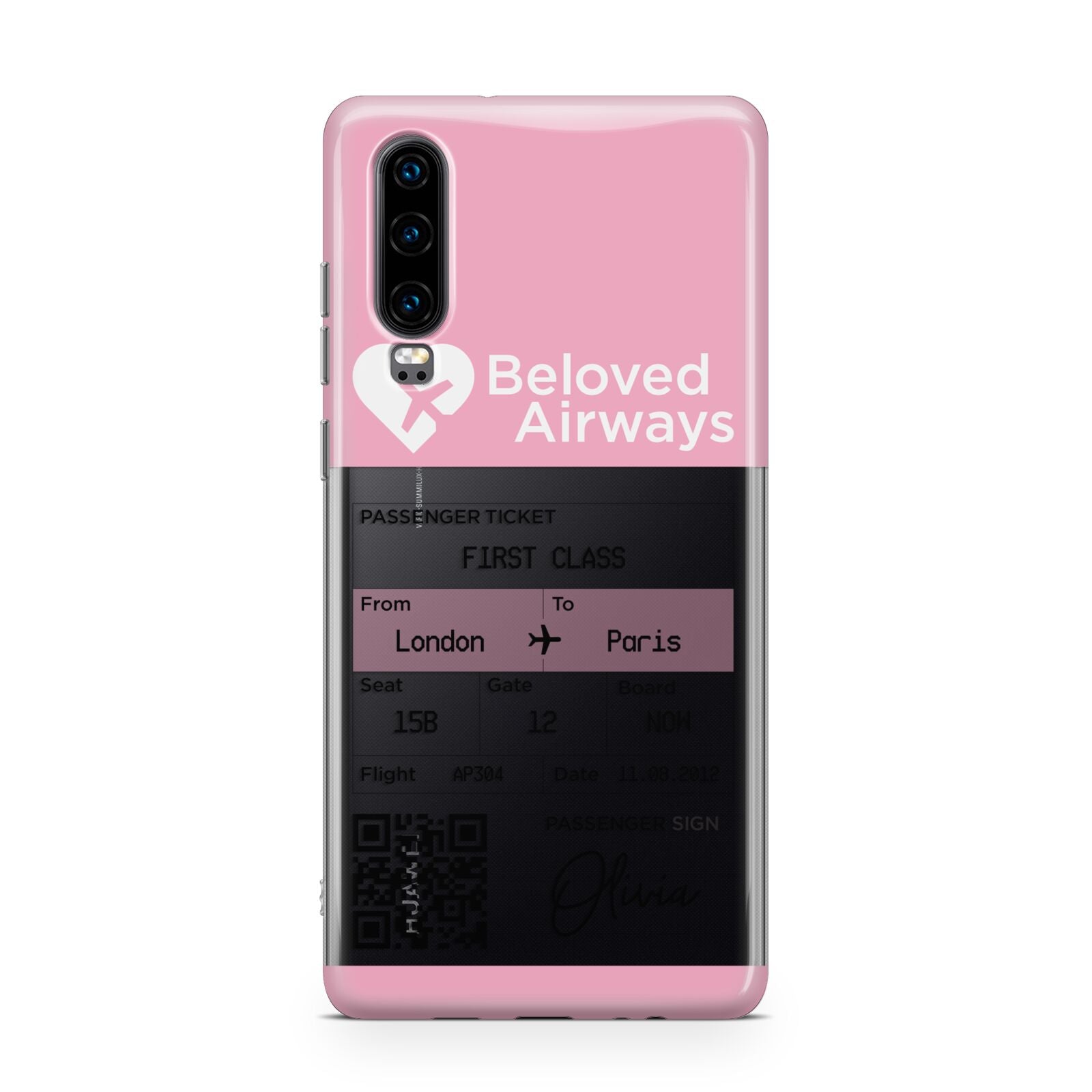 Personalised Aeroplane Ticket Huawei P30 Phone Case