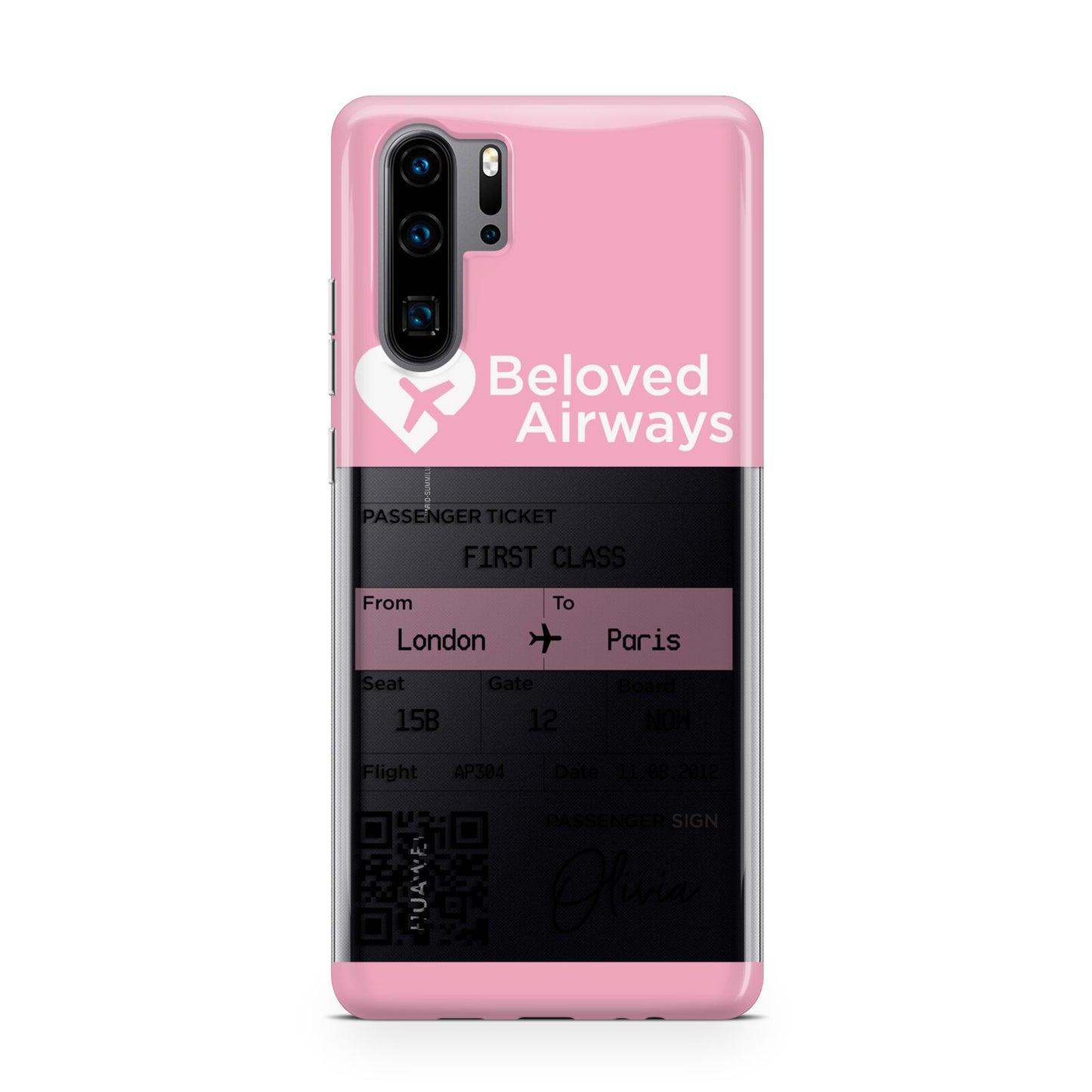 Personalised Aeroplane Ticket Huawei P30 Pro Phone Case