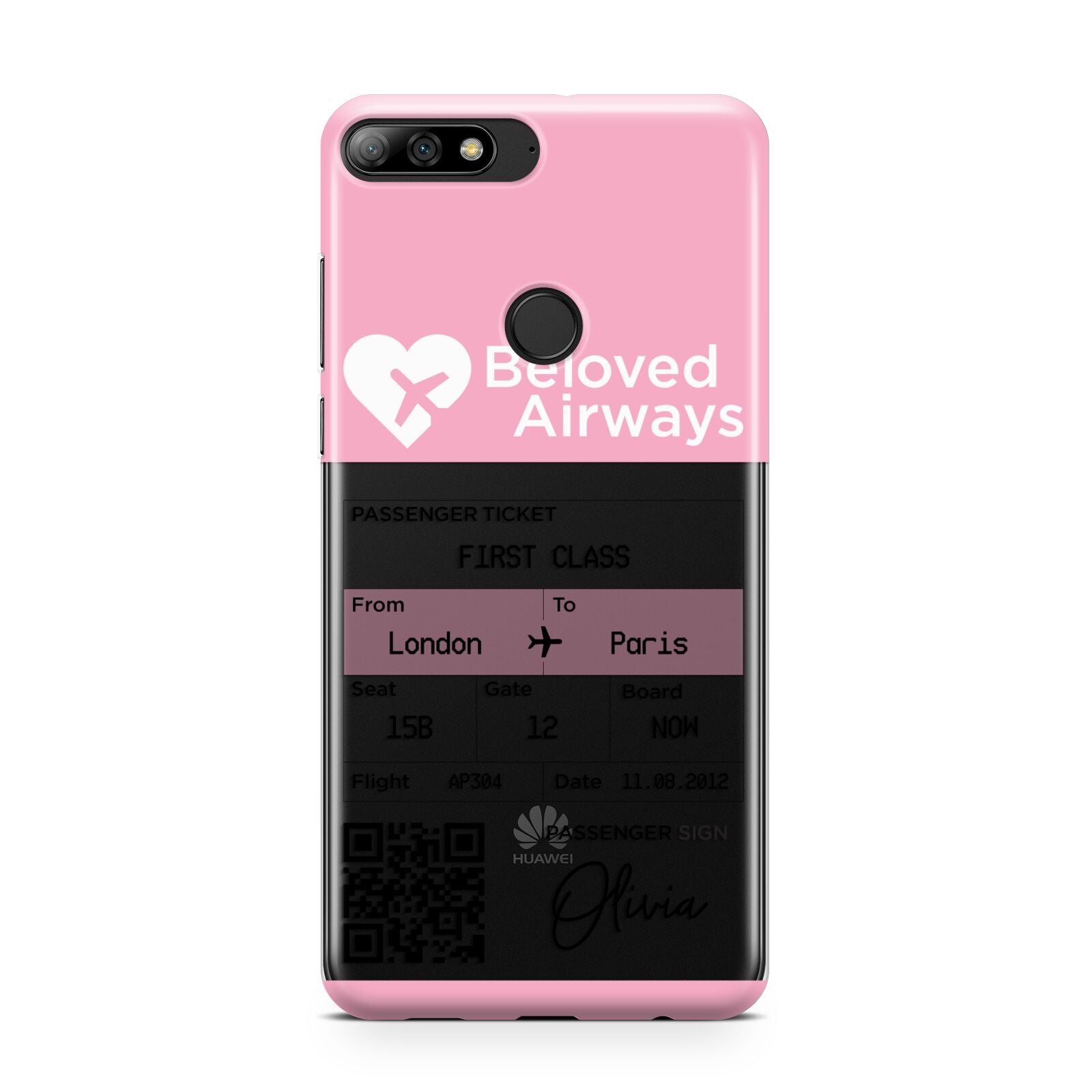 Personalised Aeroplane Ticket Huawei Y7 2018