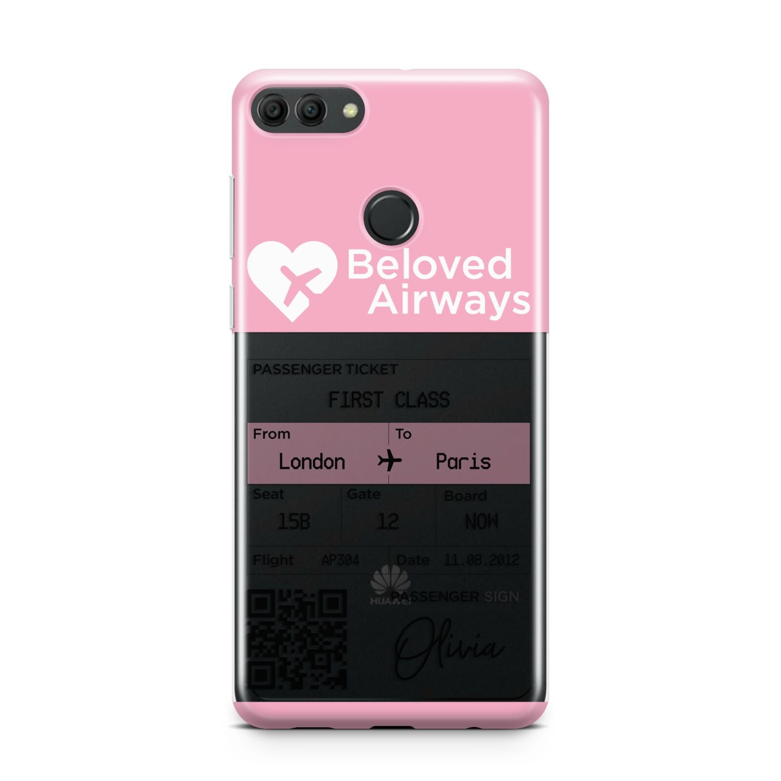 Personalised Aeroplane Ticket Huawei Y9 2018