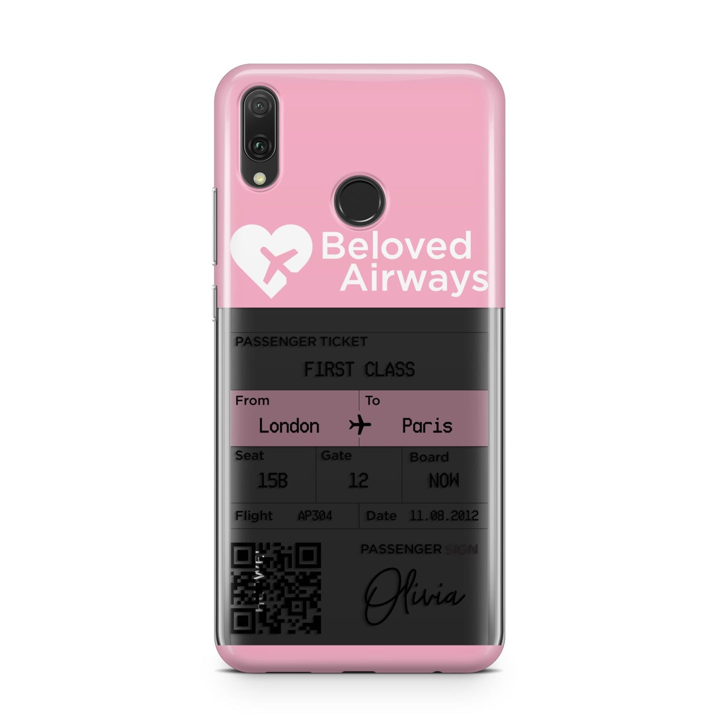 Personalised Aeroplane Ticket Huawei Y9 2019