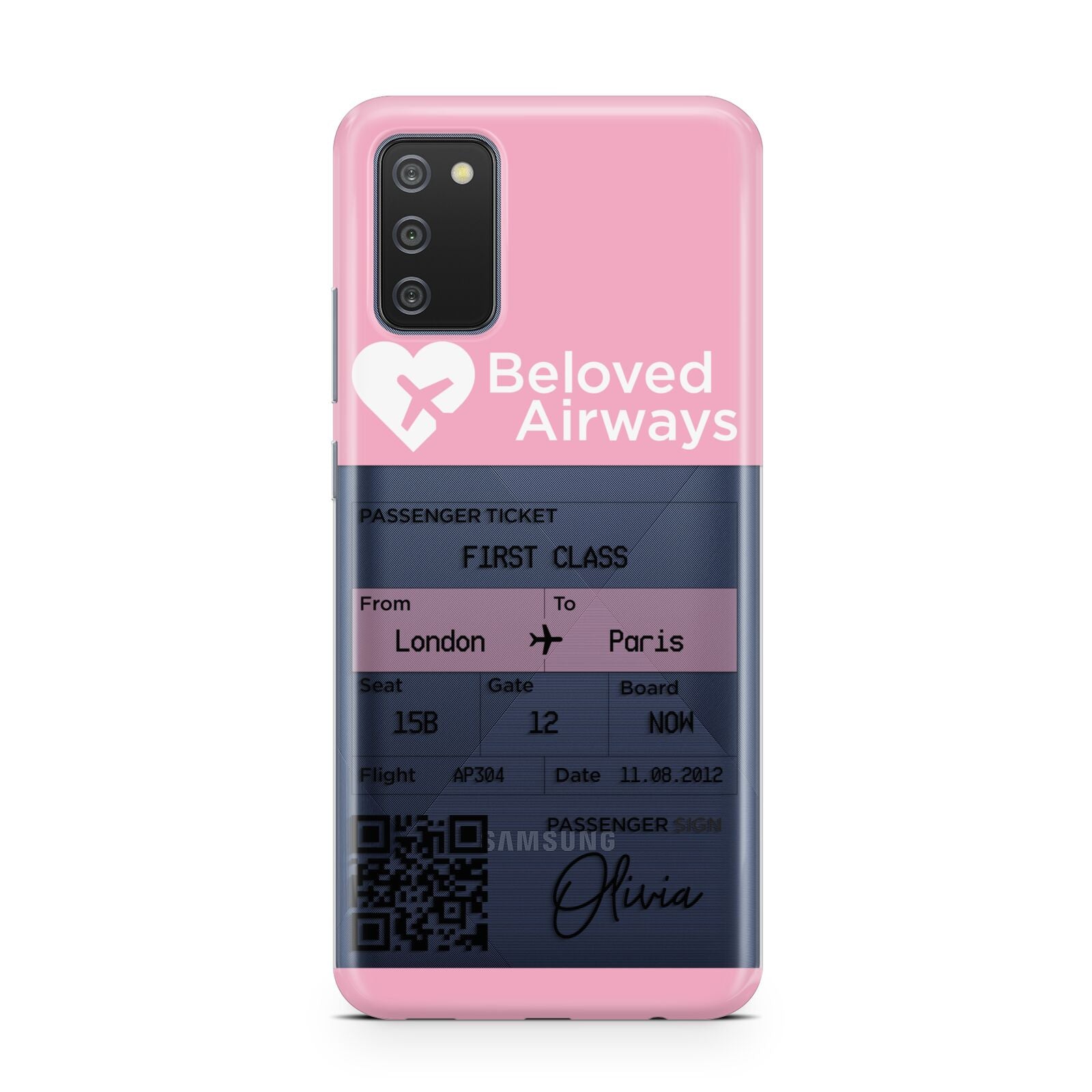 Personalised Aeroplane Ticket Samsung A02s Case