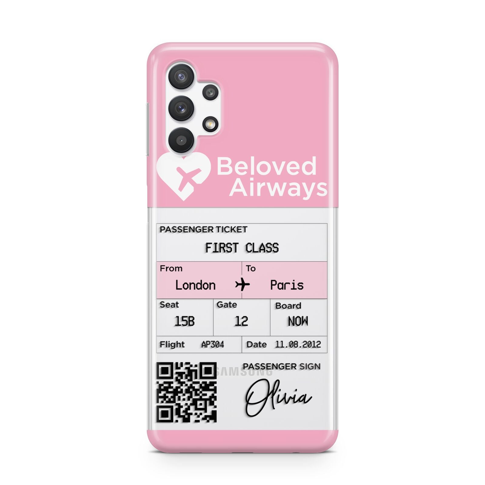 Personalised Aeroplane Ticket Samsung A32 5G Case