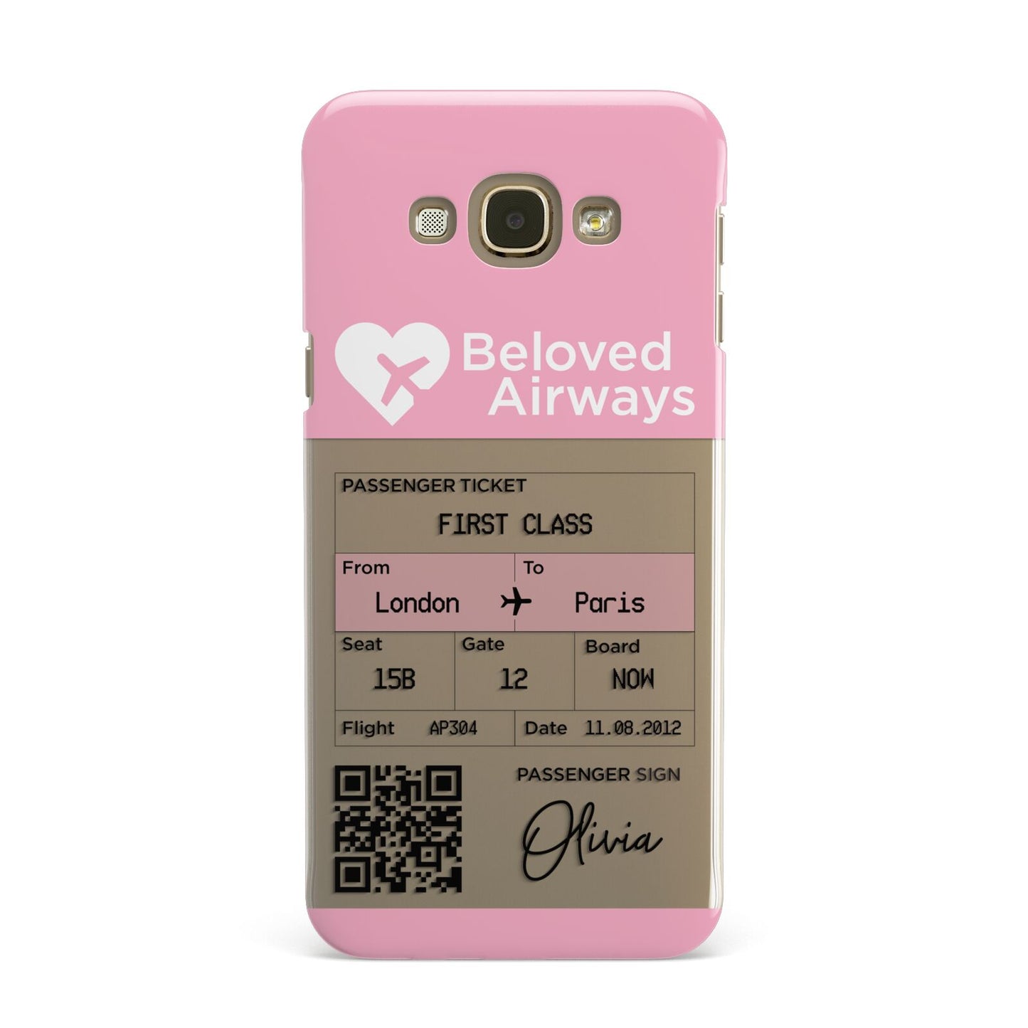 Personalised Aeroplane Ticket Samsung Galaxy A8 Case