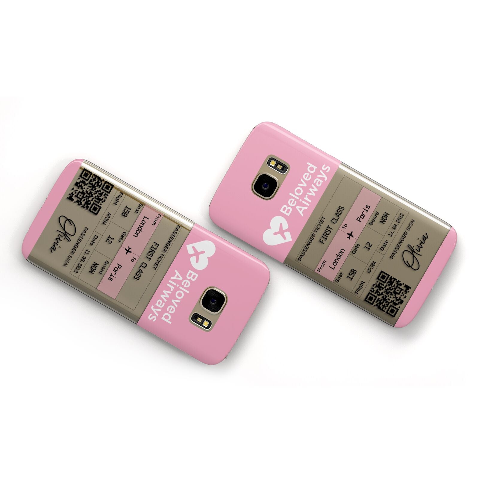 Personalised Aeroplane Ticket Samsung Galaxy Case Flat Overview