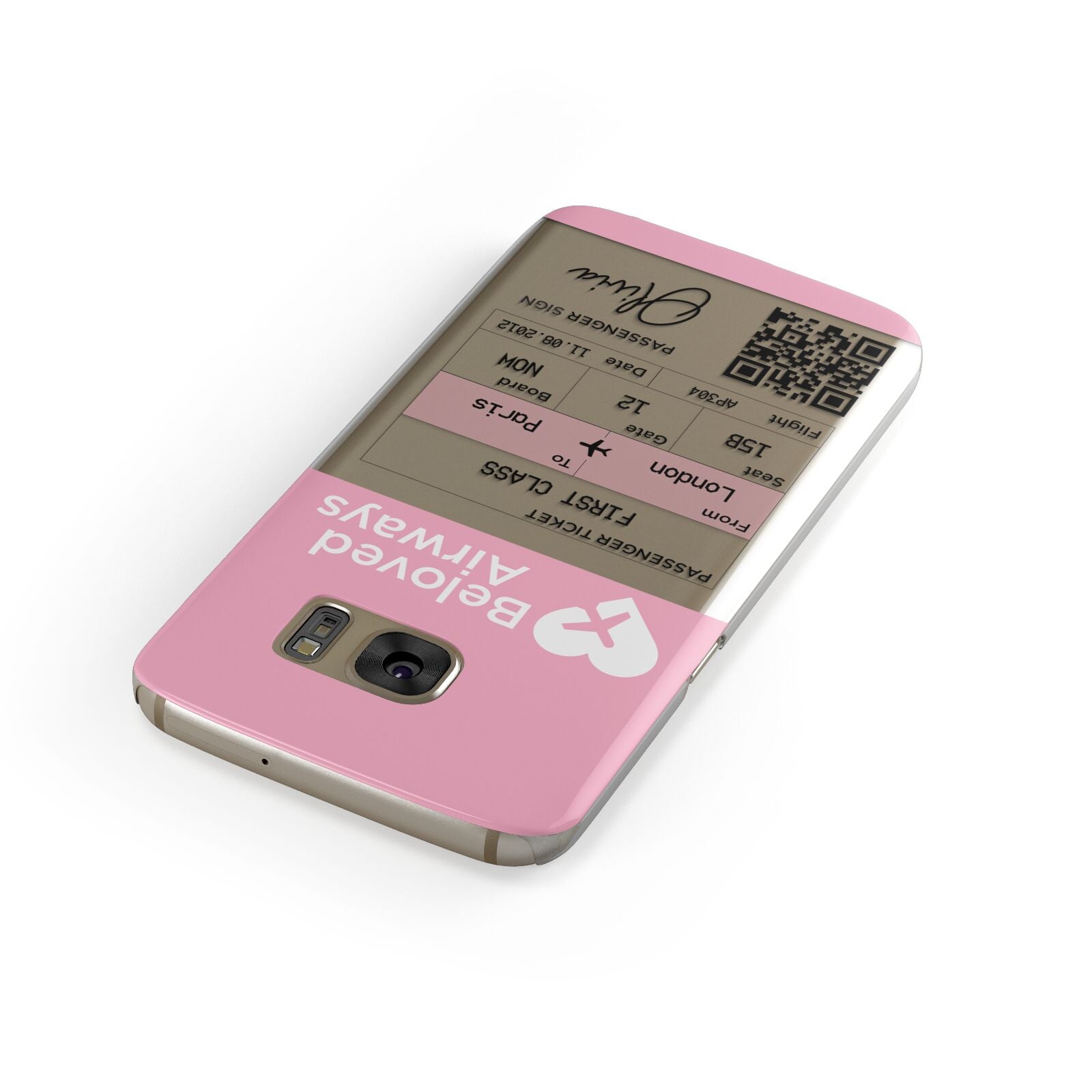 Personalised Aeroplane Ticket Samsung Galaxy Case Front Close Up