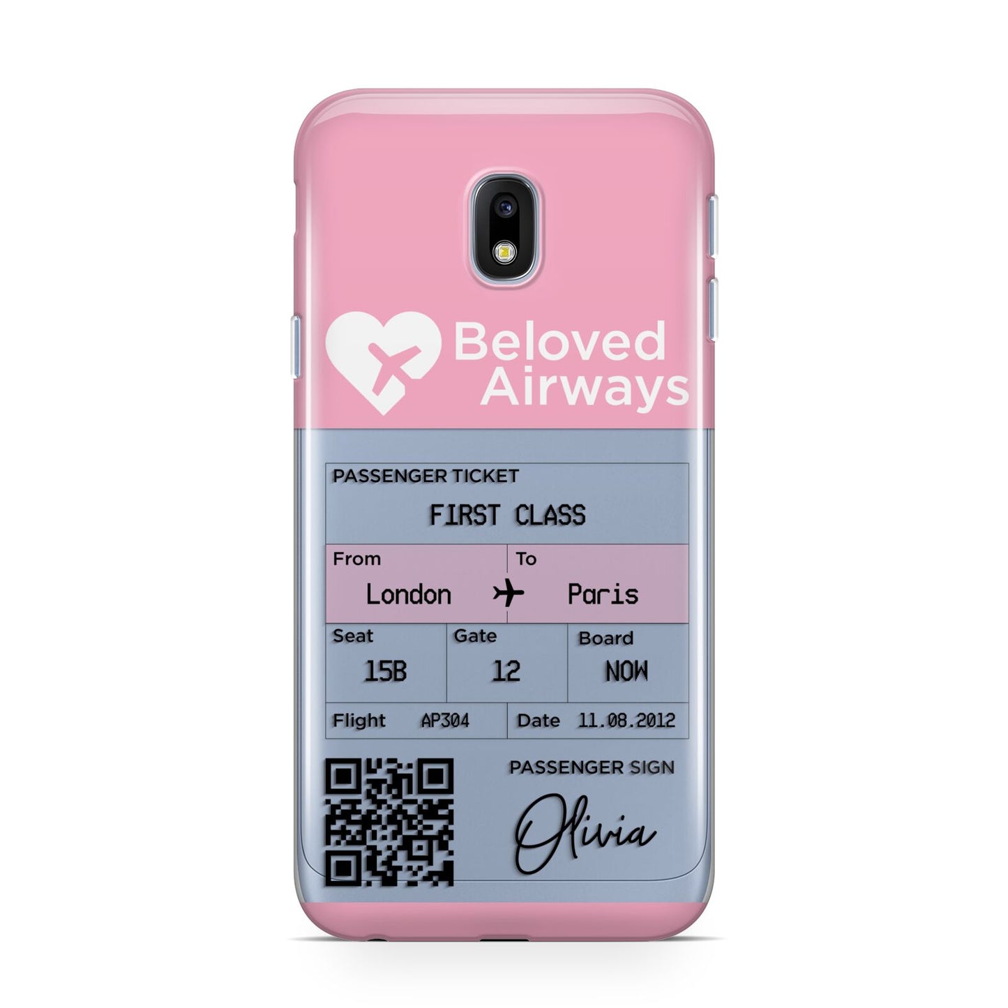 Personalised Aeroplane Ticket Samsung Galaxy J3 2017 Case