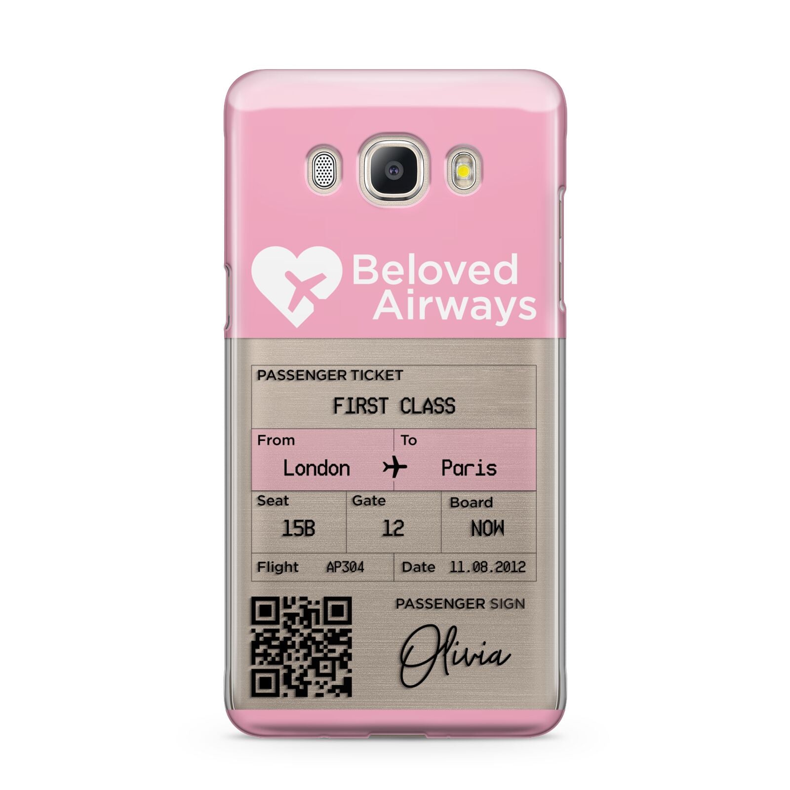 Personalised Aeroplane Ticket Samsung Galaxy J5 2016 Case