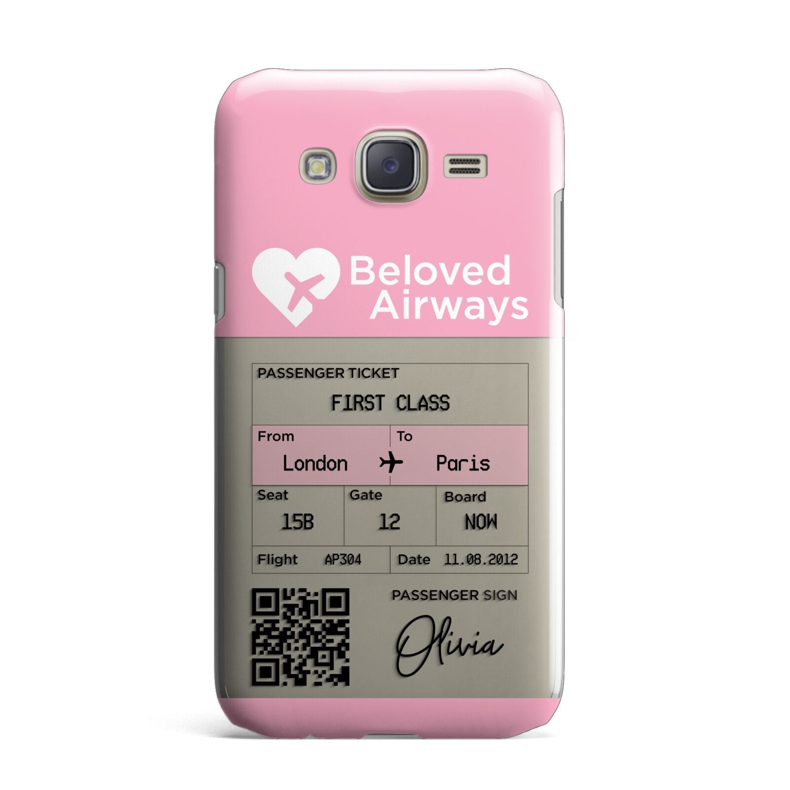 Personalised Aeroplane Ticket Samsung Galaxy J7 Case