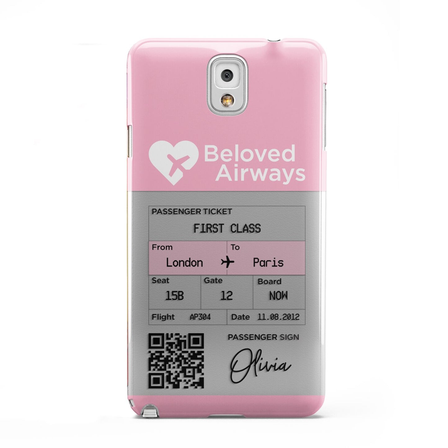 Personalised Aeroplane Ticket Samsung Galaxy Note 3 Case