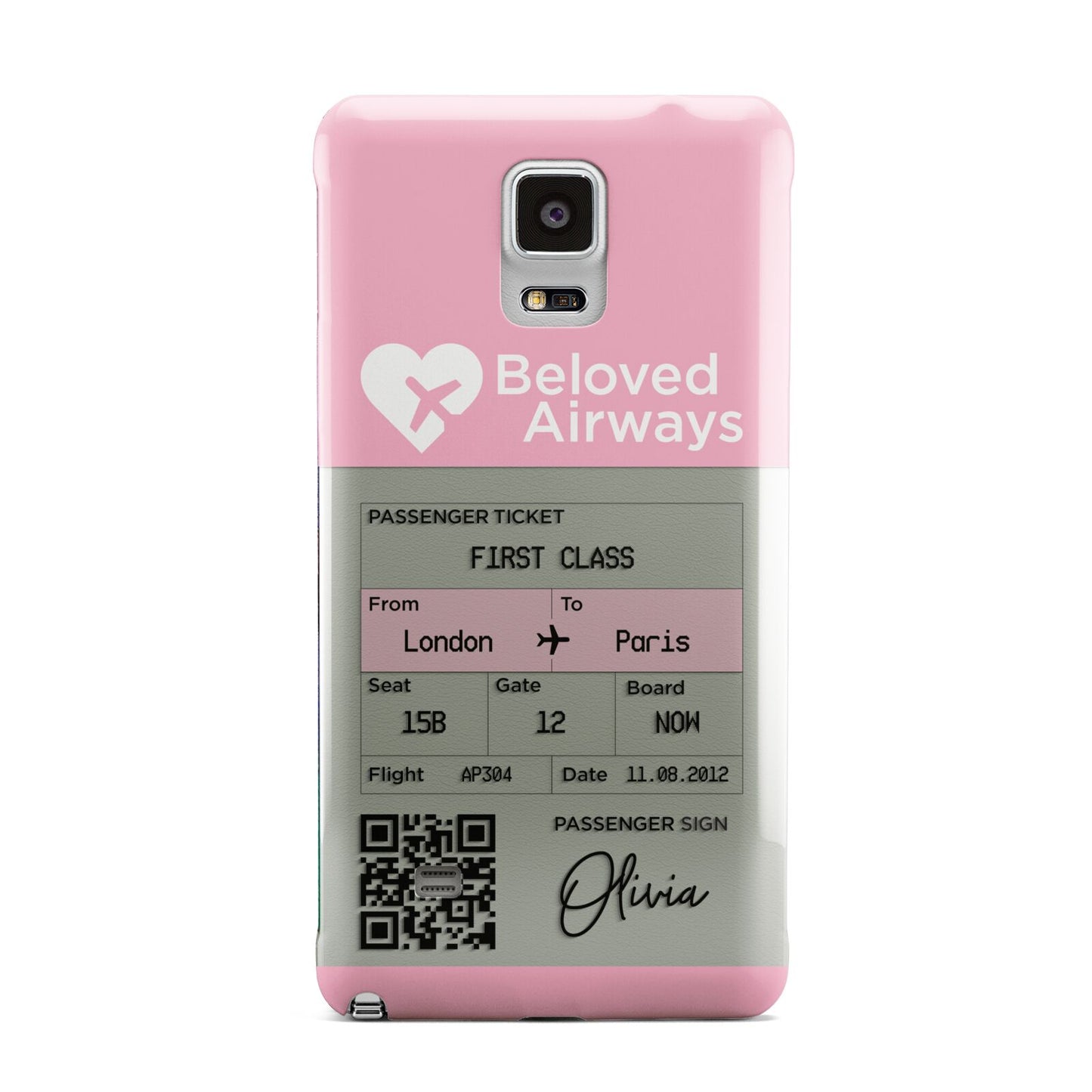 Personalised Aeroplane Ticket Samsung Galaxy Note 4 Case