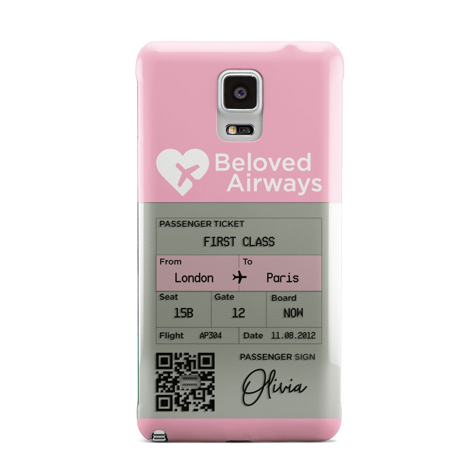 Personalised Aeroplane Ticket Samsung Galaxy Note 4 Case