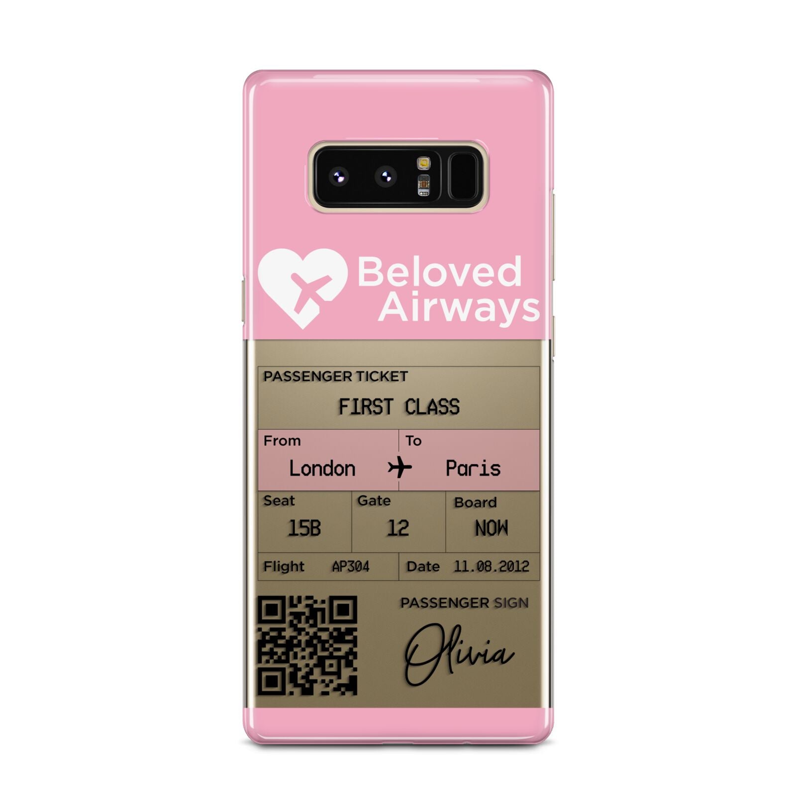 Personalised Aeroplane Ticket Samsung Galaxy Note 8 Case