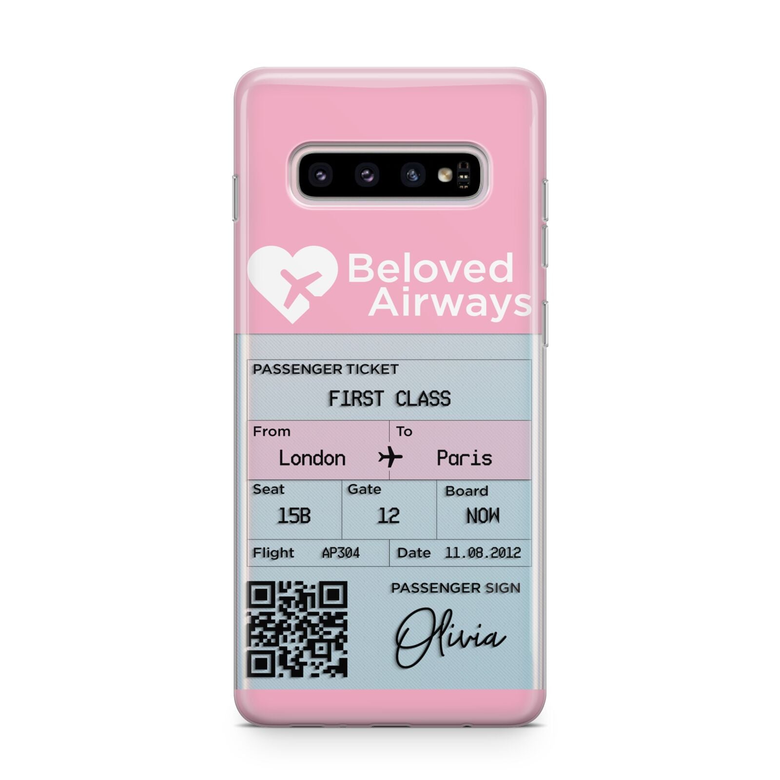 Personalised Aeroplane Ticket Samsung Galaxy S10 Plus Case