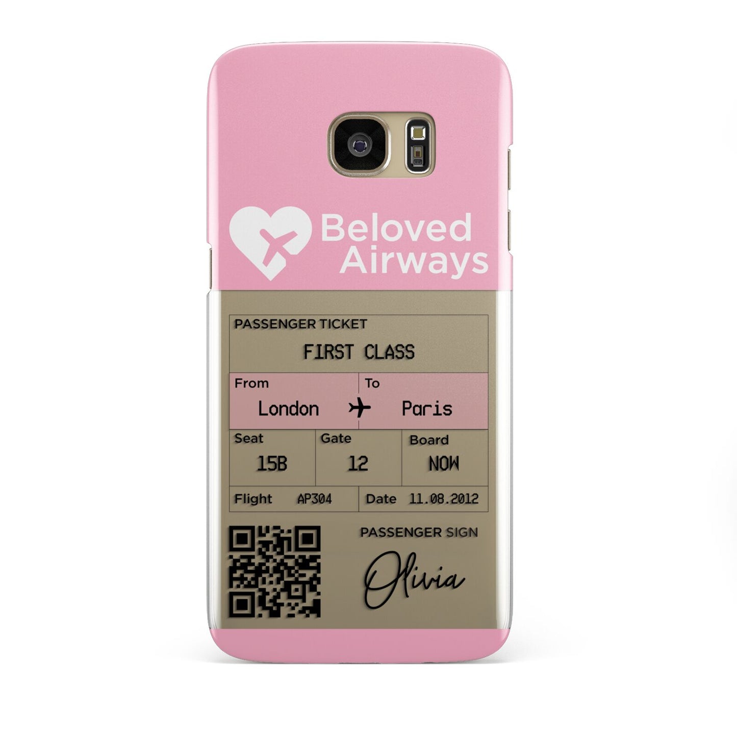 Personalised Aeroplane Ticket Samsung Galaxy S7 Edge Case