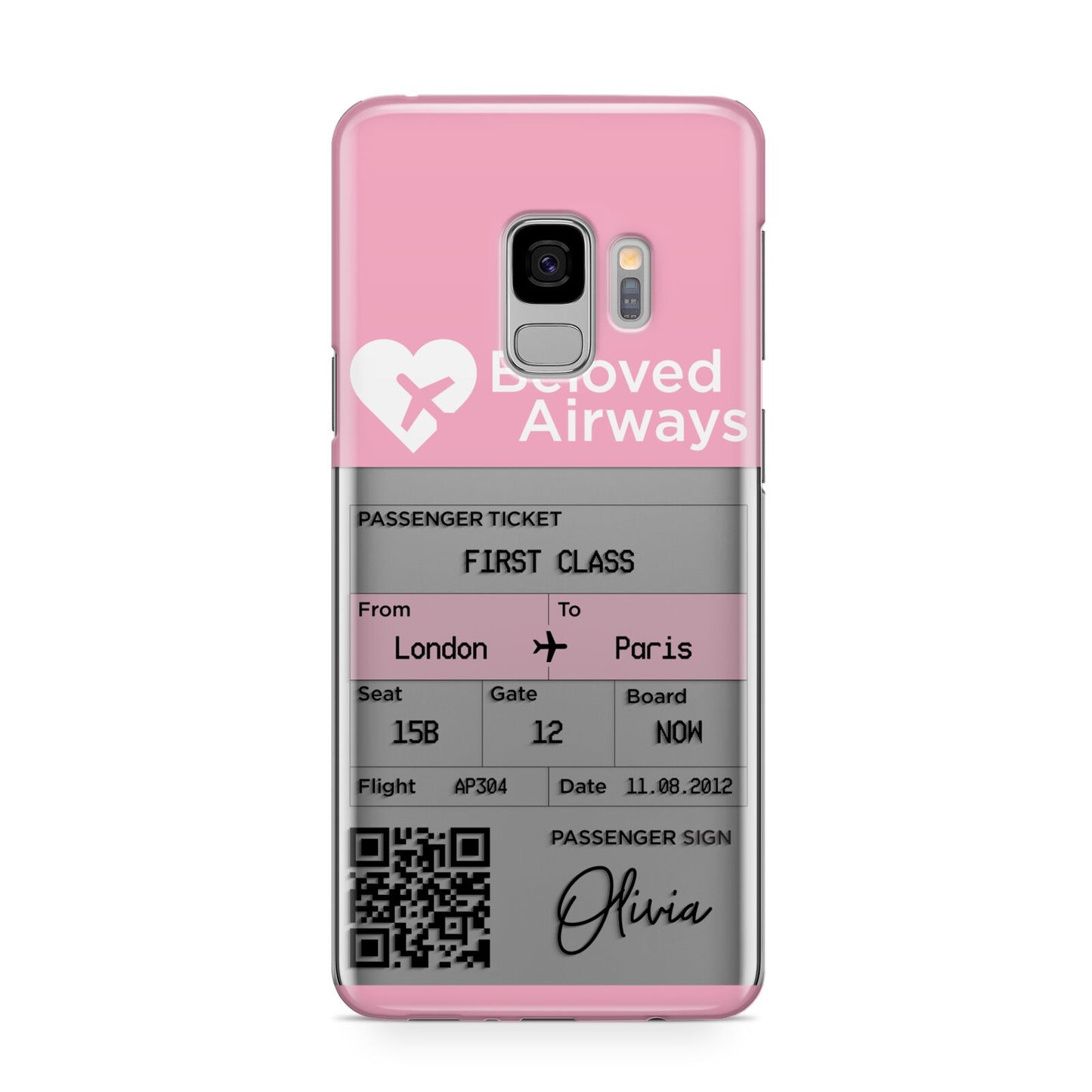 Personalised Aeroplane Ticket Samsung Galaxy S9 Case