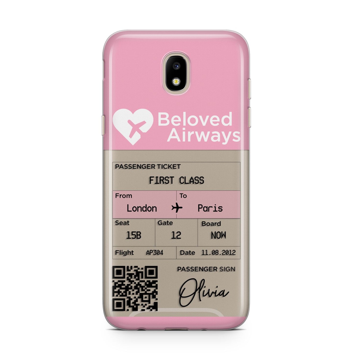 Personalised Aeroplane Ticket Samsung J5 2017 Case