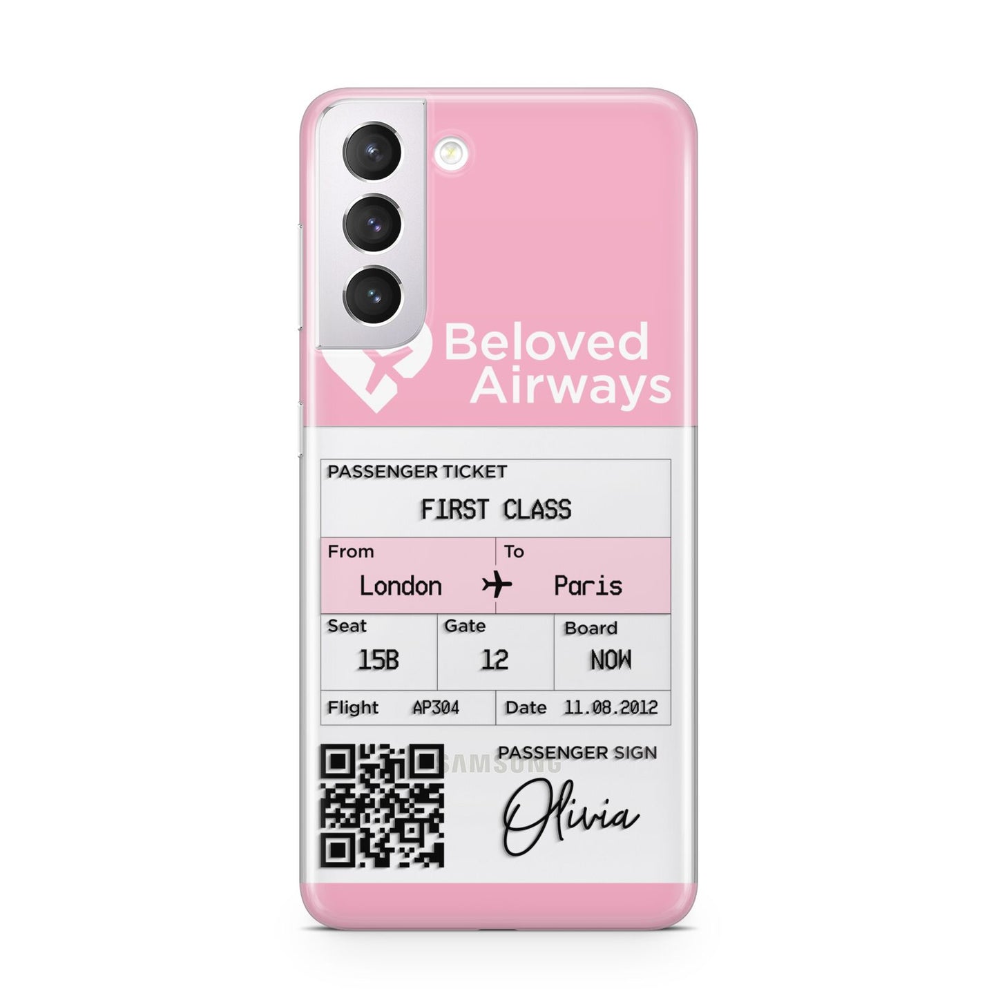 Personalised Aeroplane Ticket Samsung S21 Case