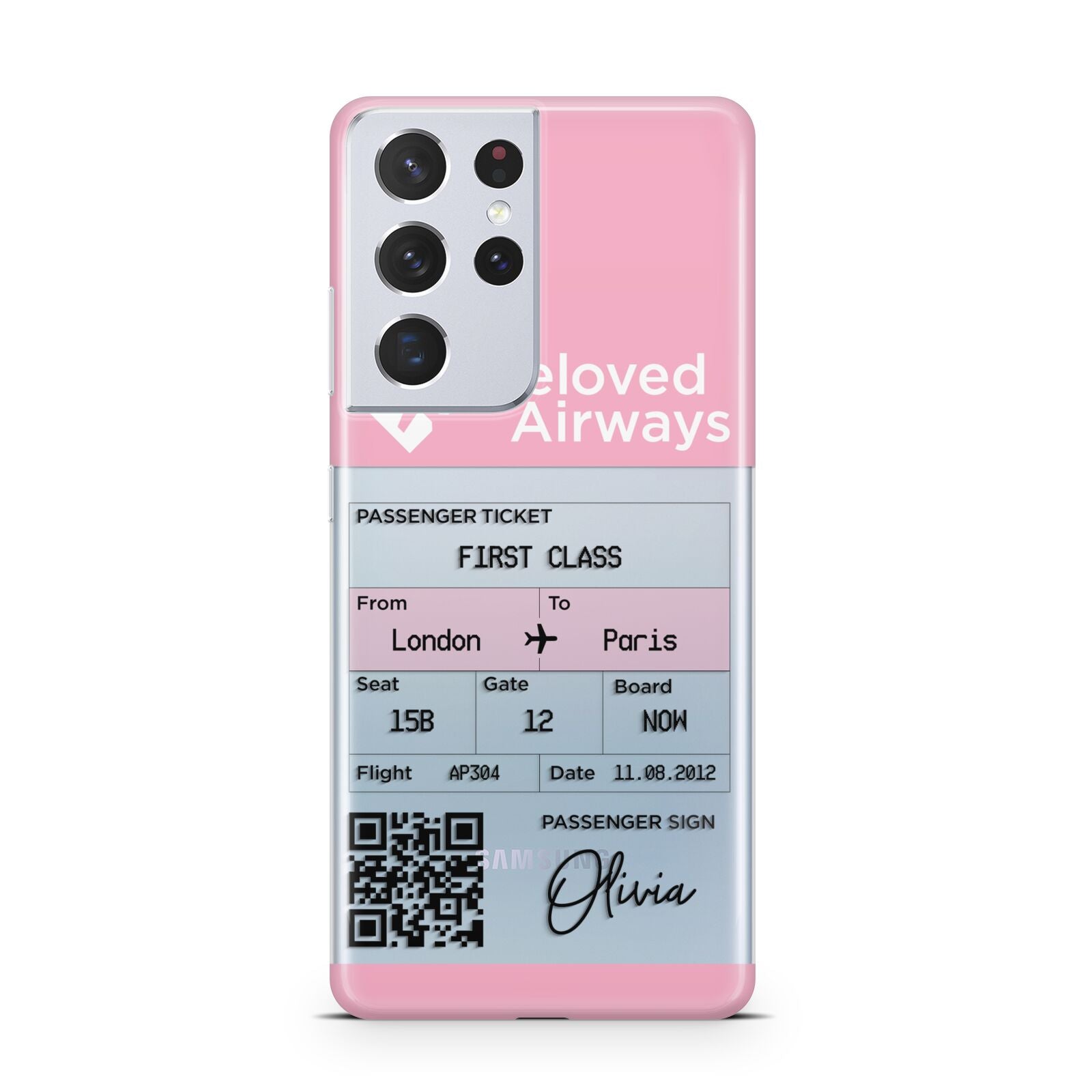 Personalised Aeroplane Ticket Samsung S21 Ultra Case