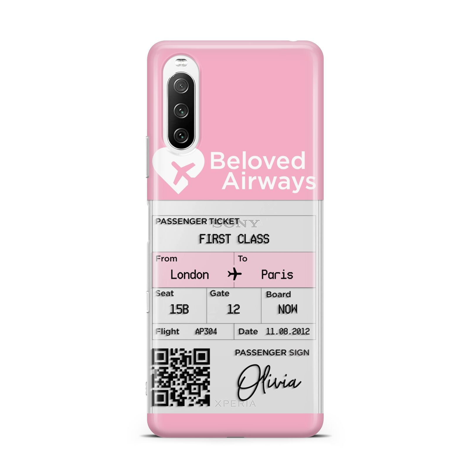 Personalised Aeroplane Ticket Sony Xperia 10 III Case