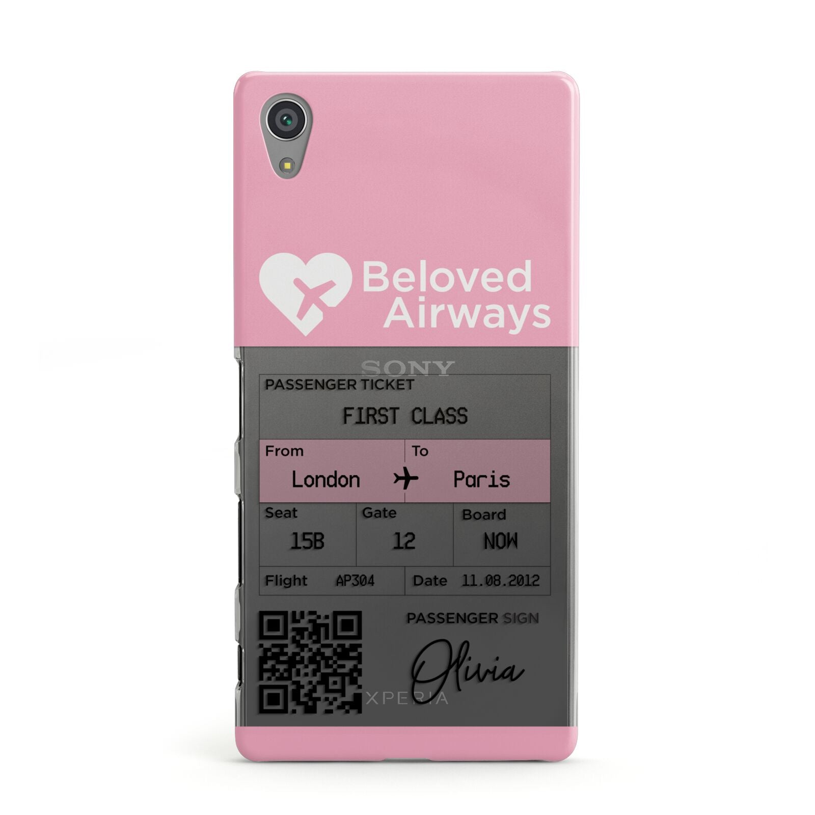 Personalised Aeroplane Ticket Sony Xperia Case