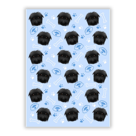 Personalised Affenpinscher Blue A5 Flat Greetings Card