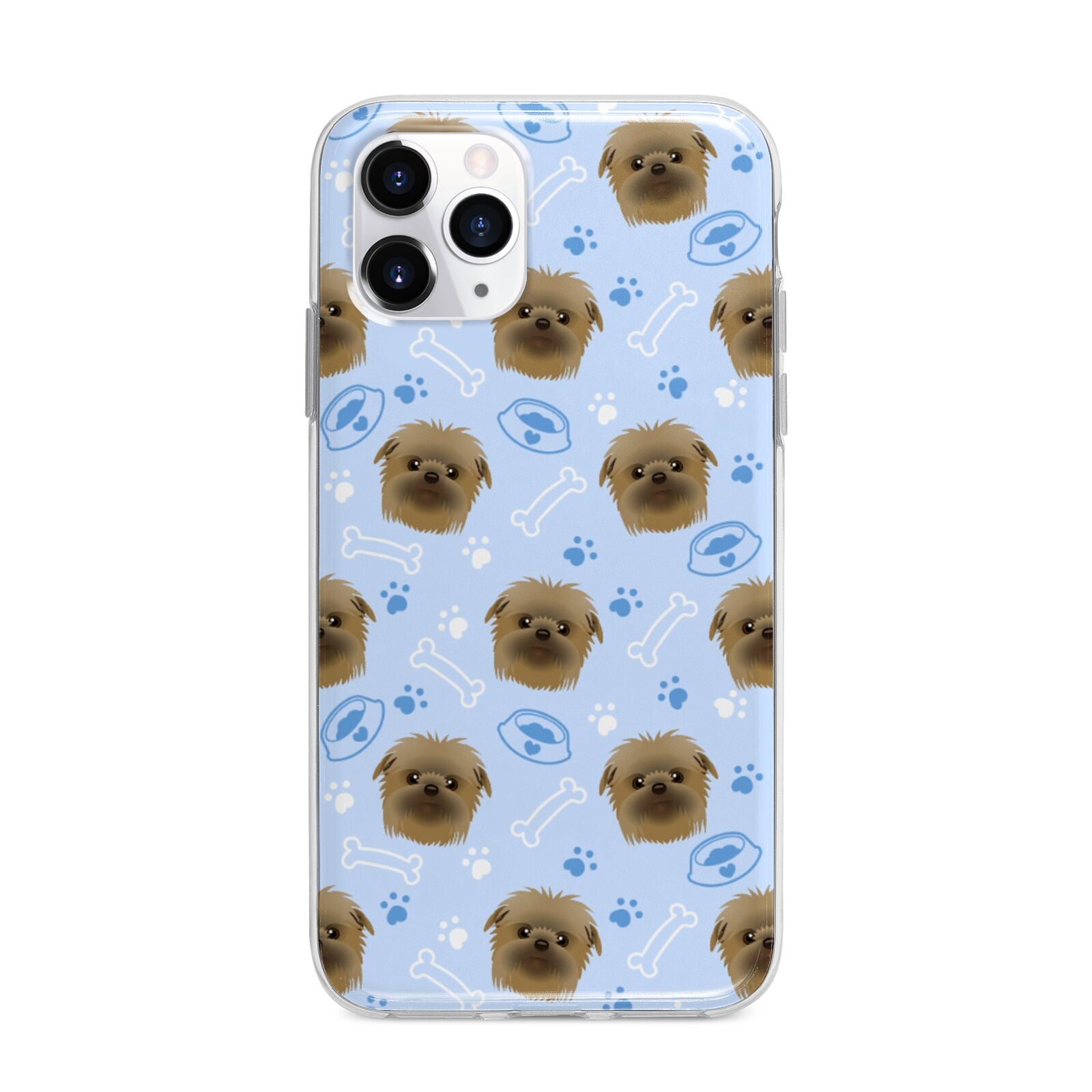 Personalised Affenpinscher Blue Apple iPhone 11 Pro Max in Silver with Bumper Case