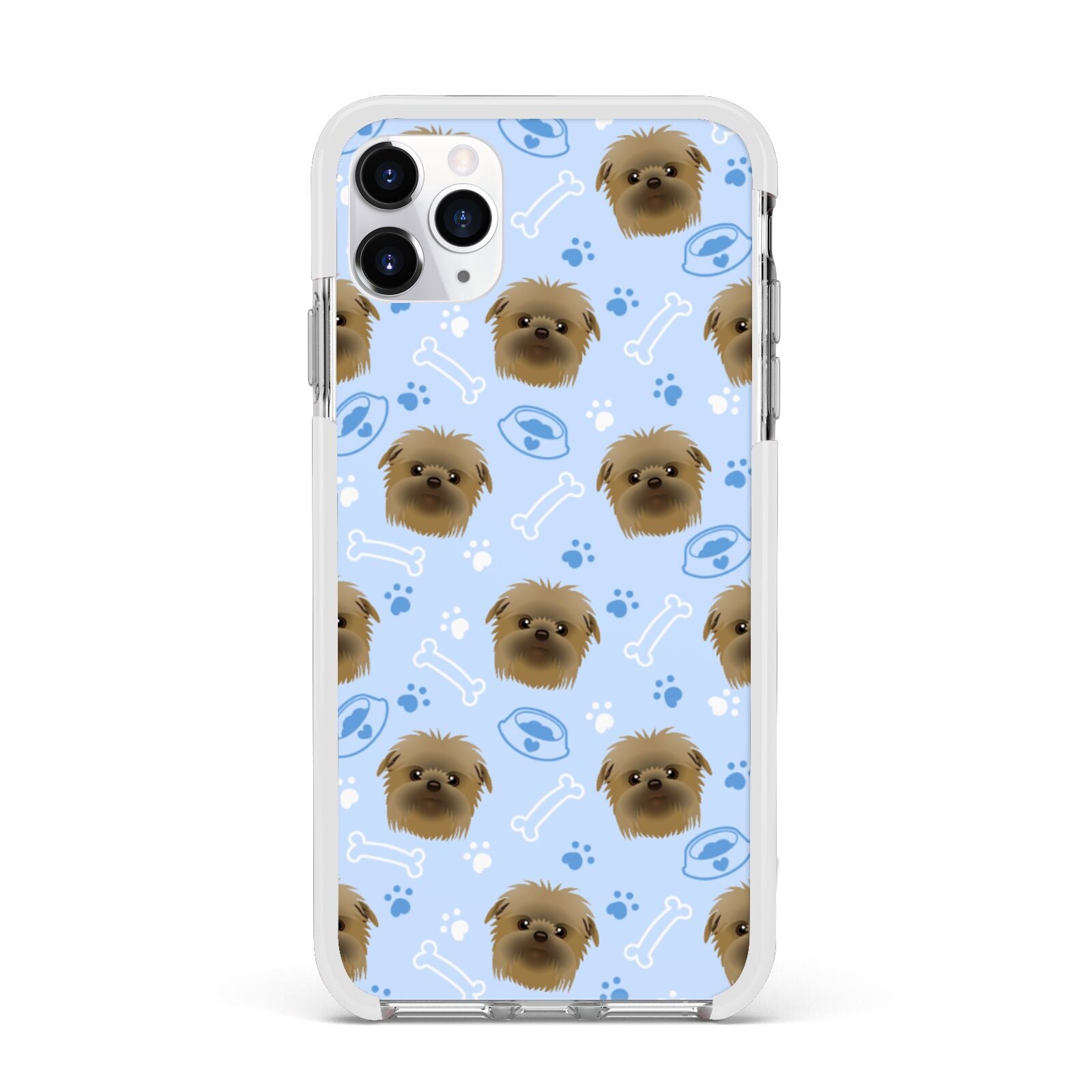 Personalised Affenpinscher Blue Apple iPhone 11 Pro Max in Silver with White Impact Case