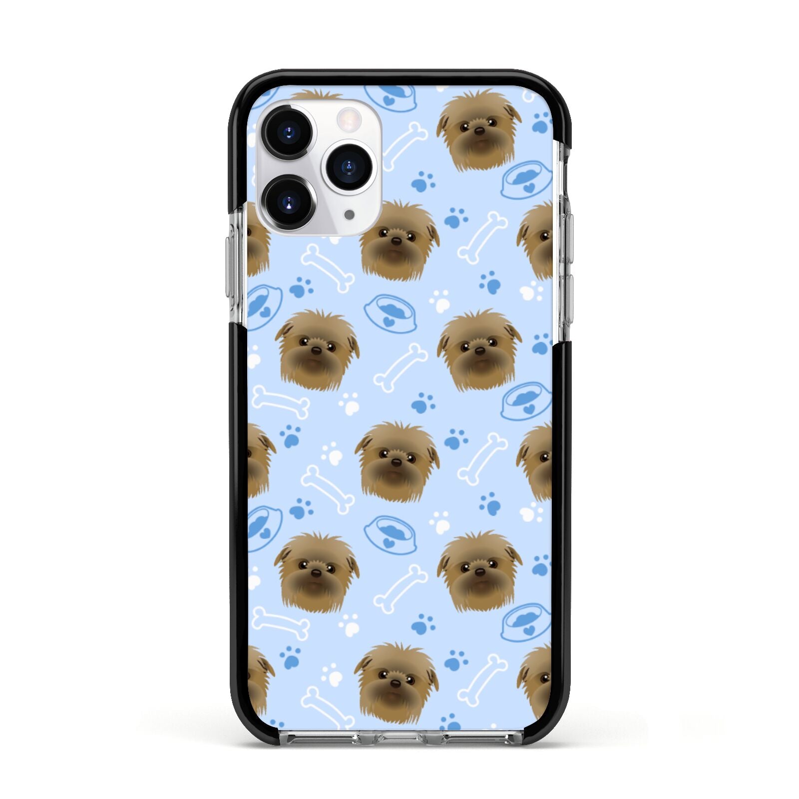 Personalised Affenpinscher Blue Apple iPhone 11 Pro in Silver with Black Impact Case