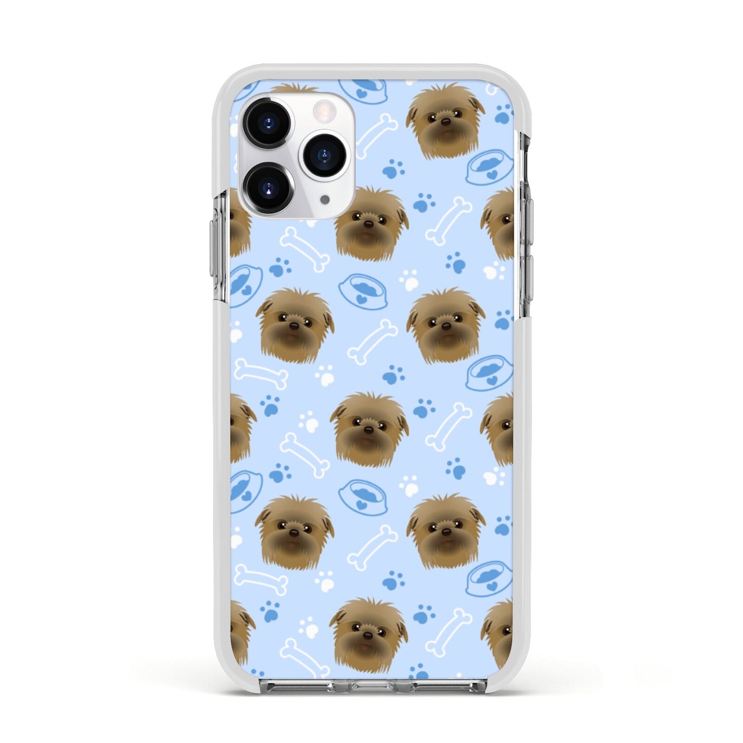 Personalised Affenpinscher Blue Apple iPhone 11 Pro in Silver with White Impact Case