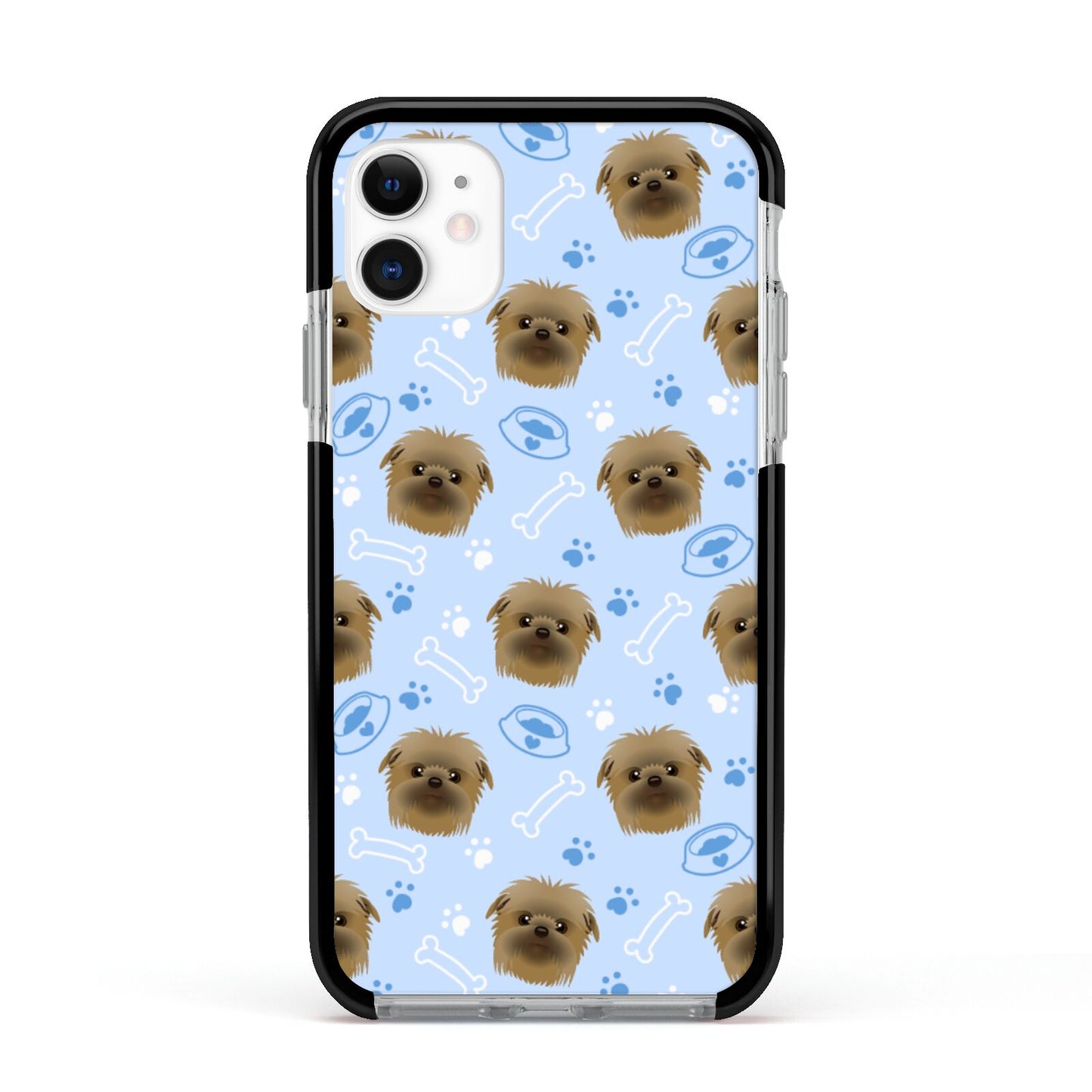 Personalised Affenpinscher Blue Apple iPhone 11 in White with Black Impact Case