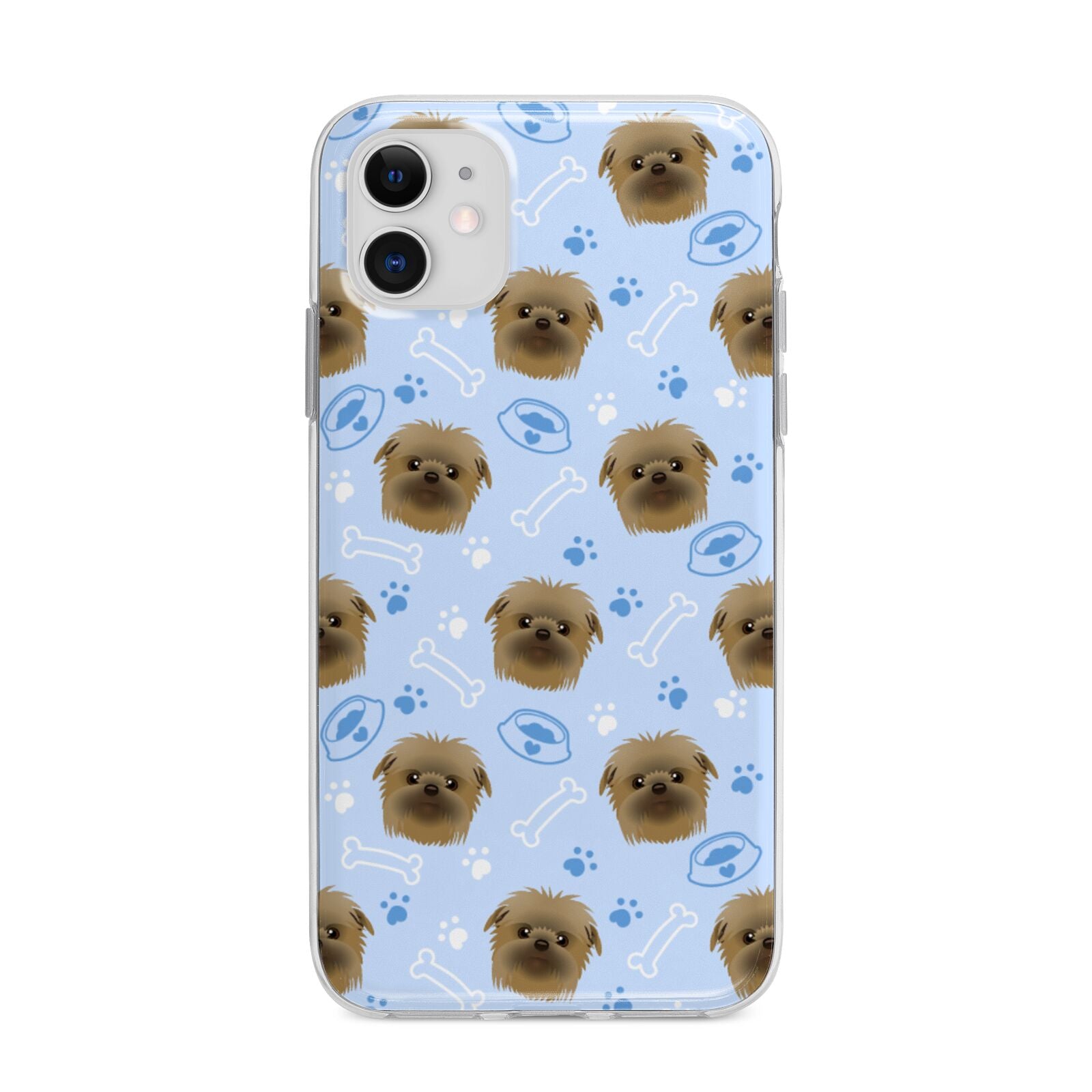 Personalised Affenpinscher Blue Apple iPhone 11 in White with Bumper Case