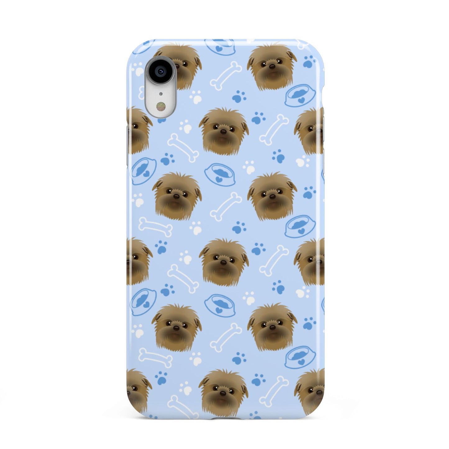 Personalised Affenpinscher Blue Apple iPhone XR White 3D Tough Case