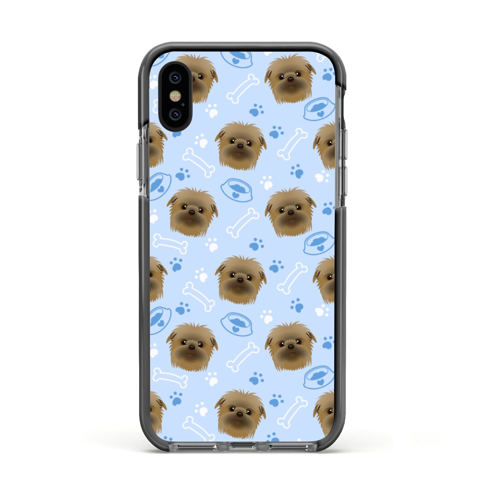 Personalised Affenpinscher Blue Apple iPhone Xs Impact Case Black Edge on Black Phone