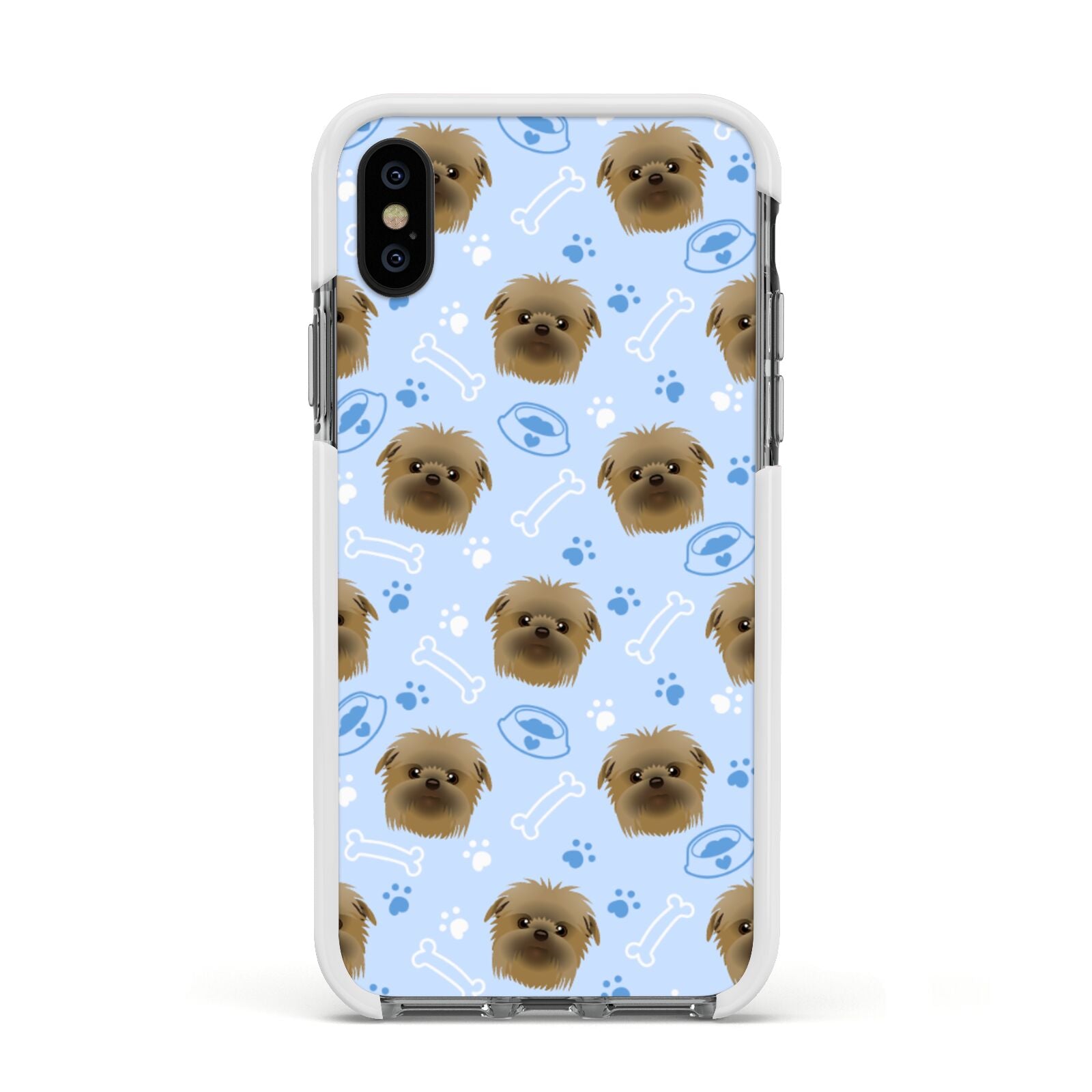 Personalised Affenpinscher Blue Apple iPhone Xs Impact Case White Edge on Black Phone