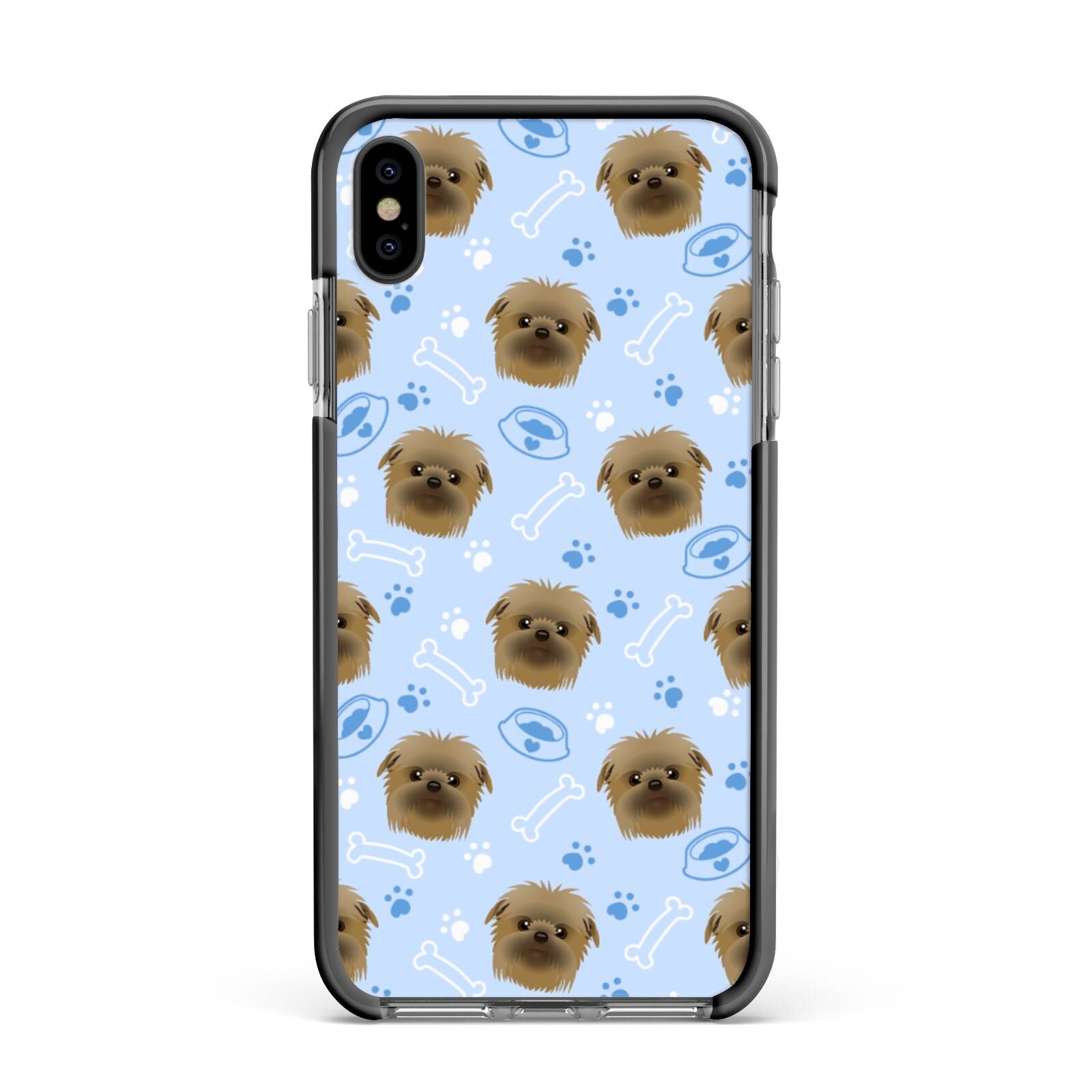 Personalised Affenpinscher Blue Apple iPhone Xs Max Impact Case Black Edge on Black Phone