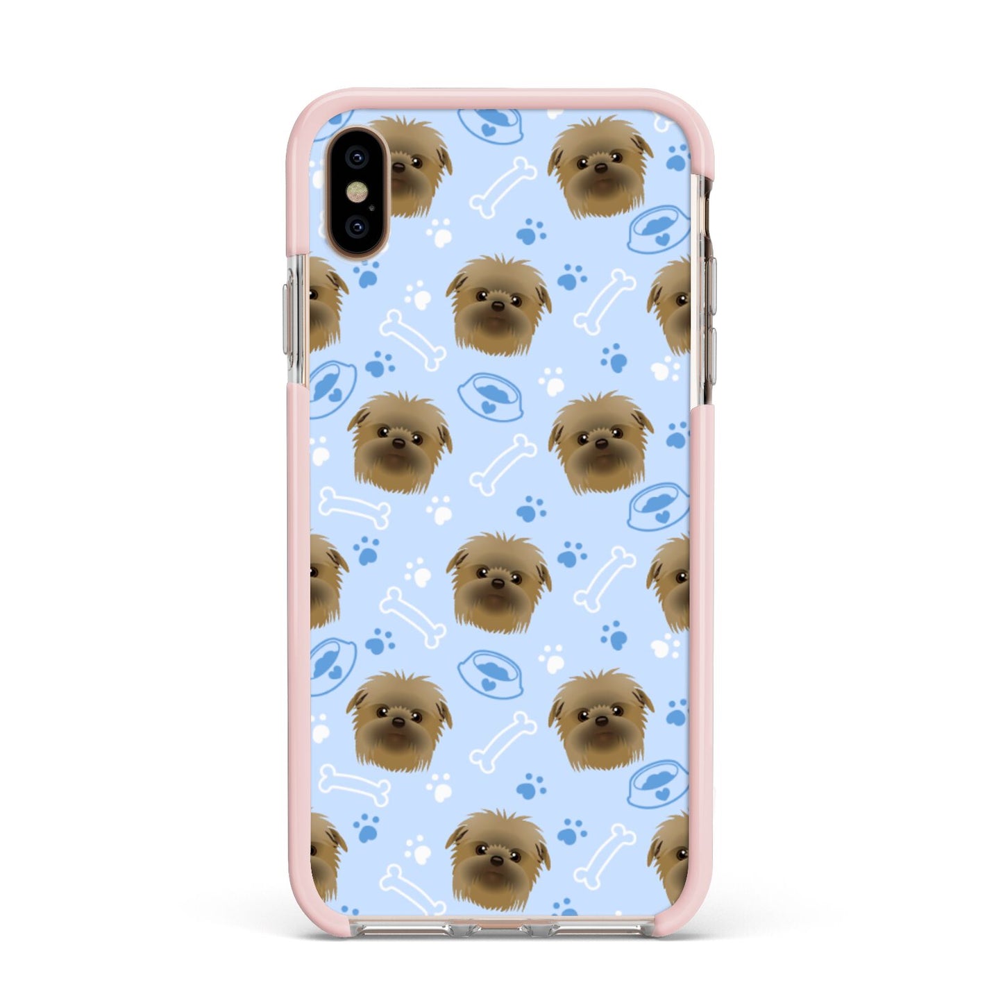 Personalised Affenpinscher Blue Apple iPhone Xs Max Impact Case Pink Edge on Gold Phone