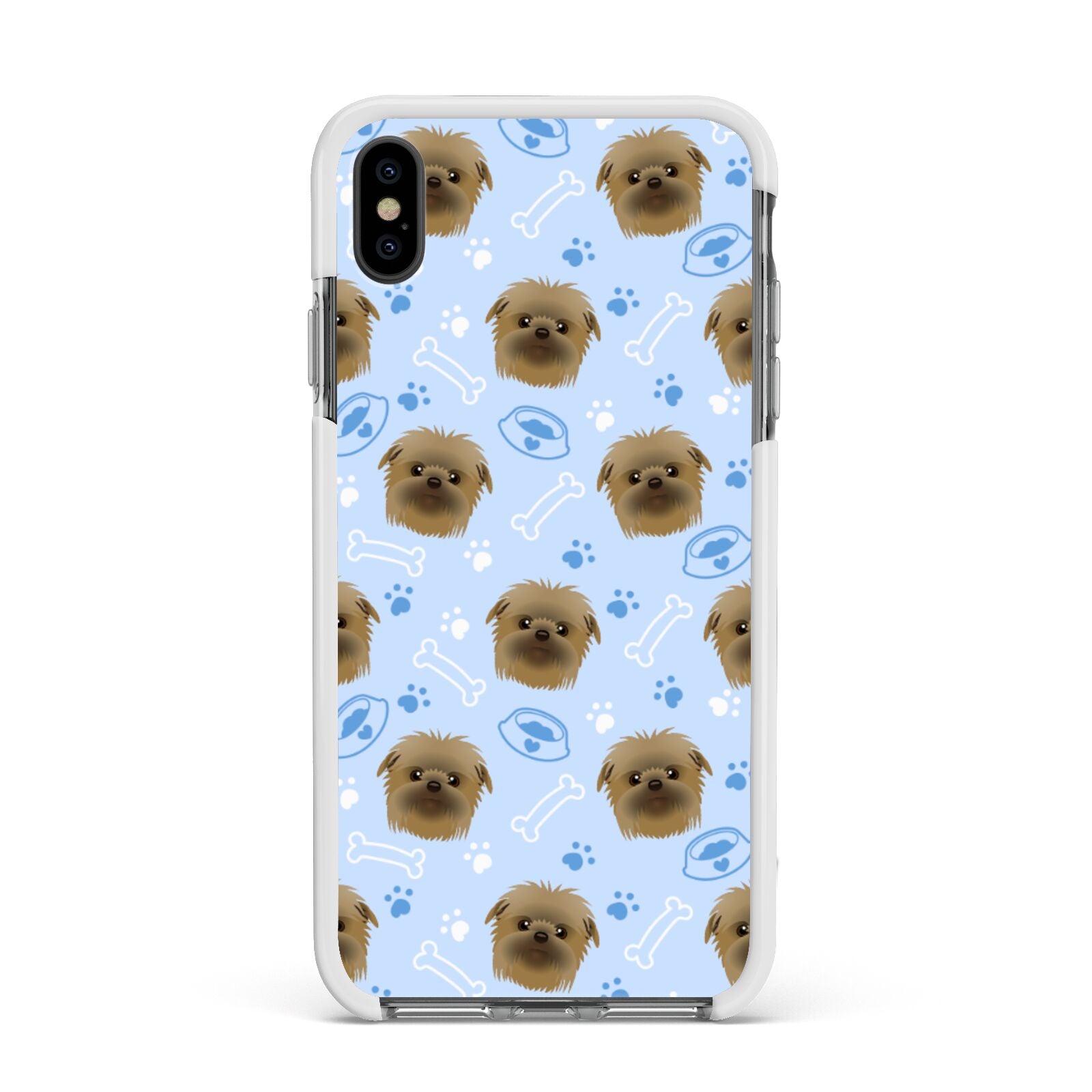 Personalised Affenpinscher Blue Apple iPhone Xs Max Impact Case White Edge on Black Phone